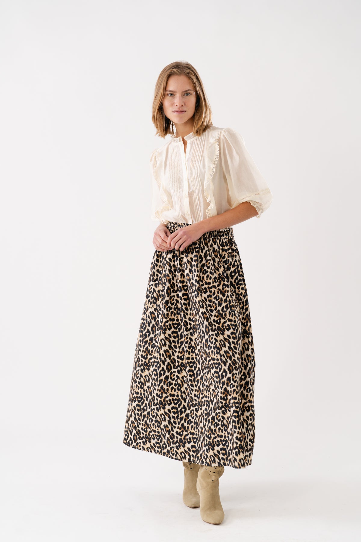 Lollys Laundry AkaneLL Maxi Nederdel Skirt Leopardprint