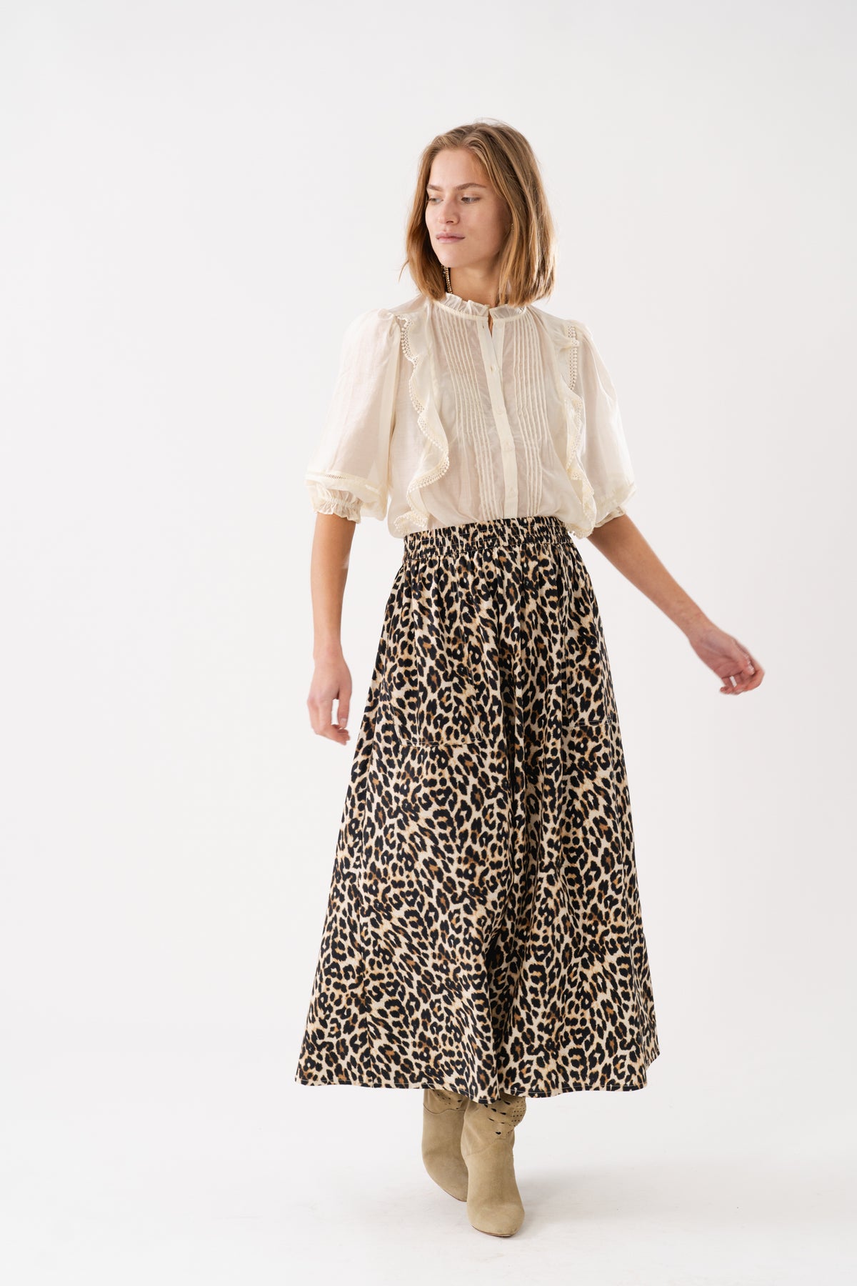 Lollys Laundry AkaneLL Maxi Nederdel Skirt Leopardprint