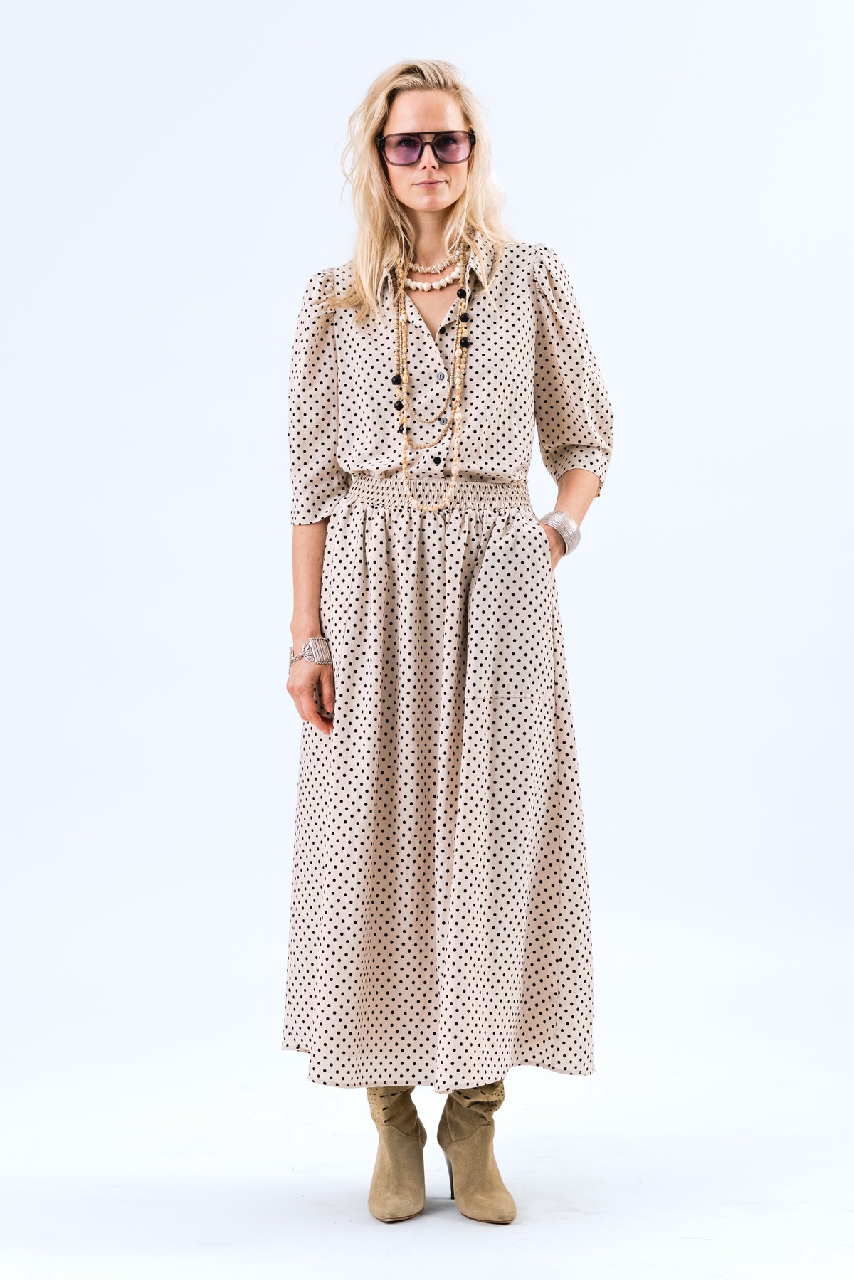 Lollys Laundry AkaneLL Maxi Nederdel Skirt Creme