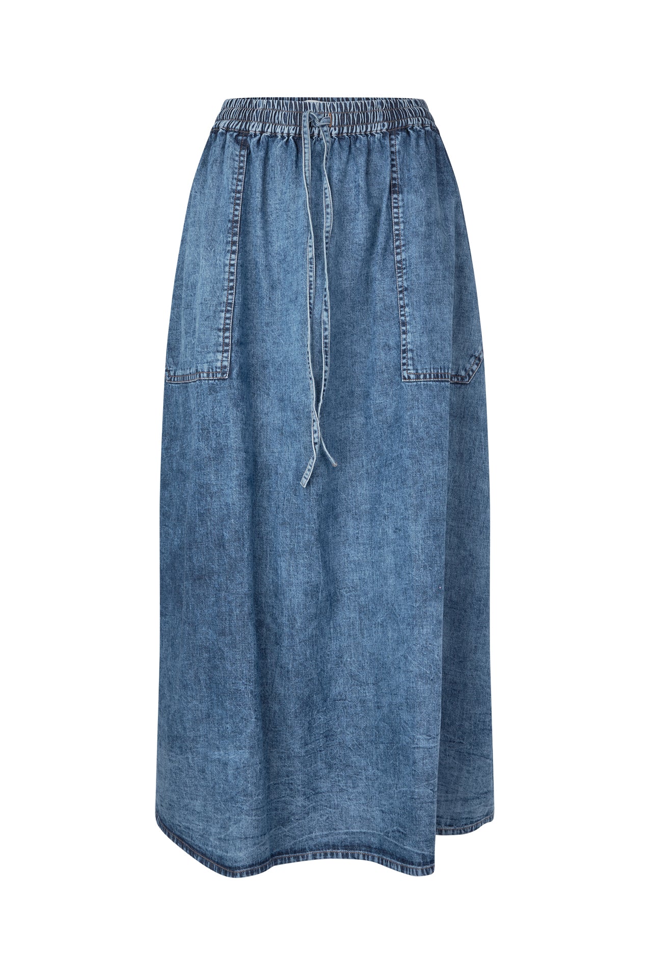 Lollys Laundry AkaneLL Maxi Nederdel Skirt 100 Washed Denim
