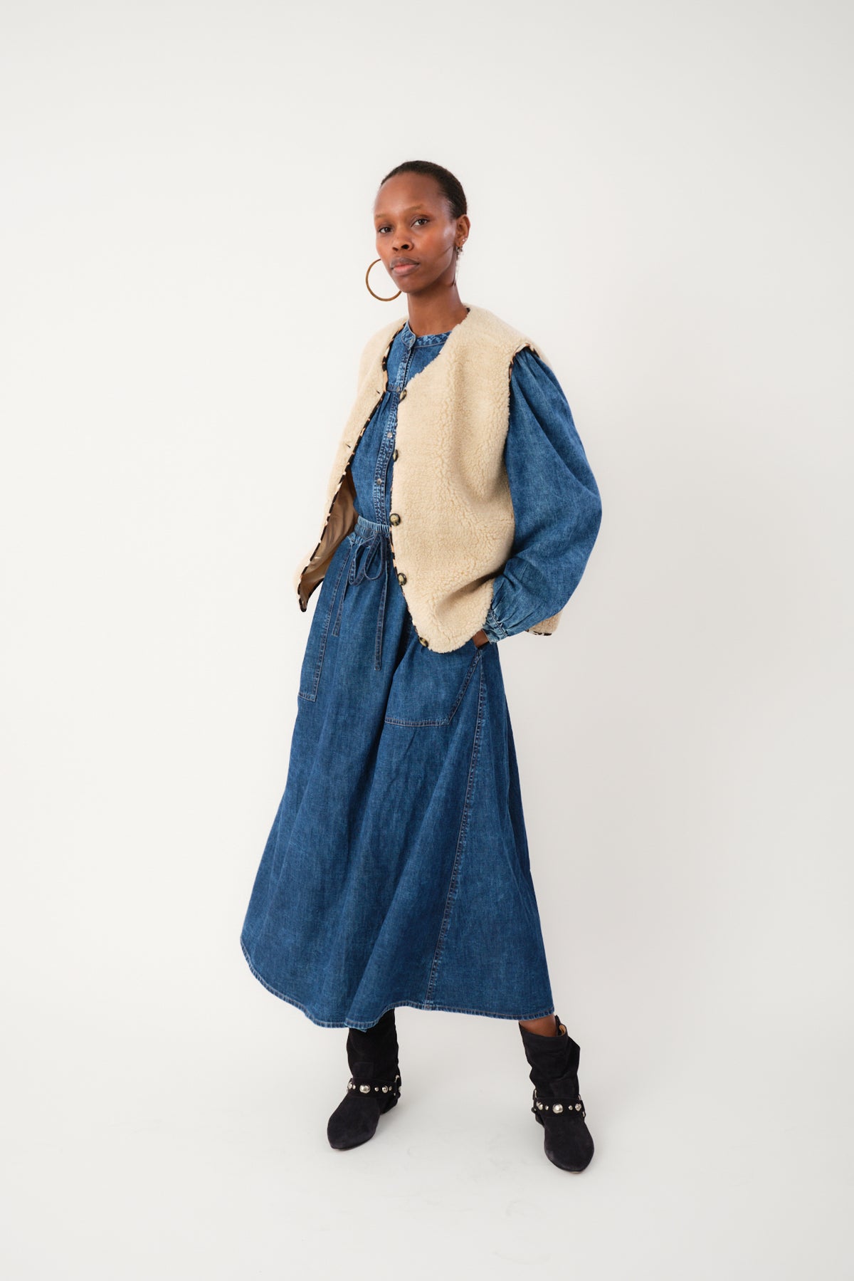 Lollys Laundry AkaneLL Maxi Nederdel Skirt Blå denim