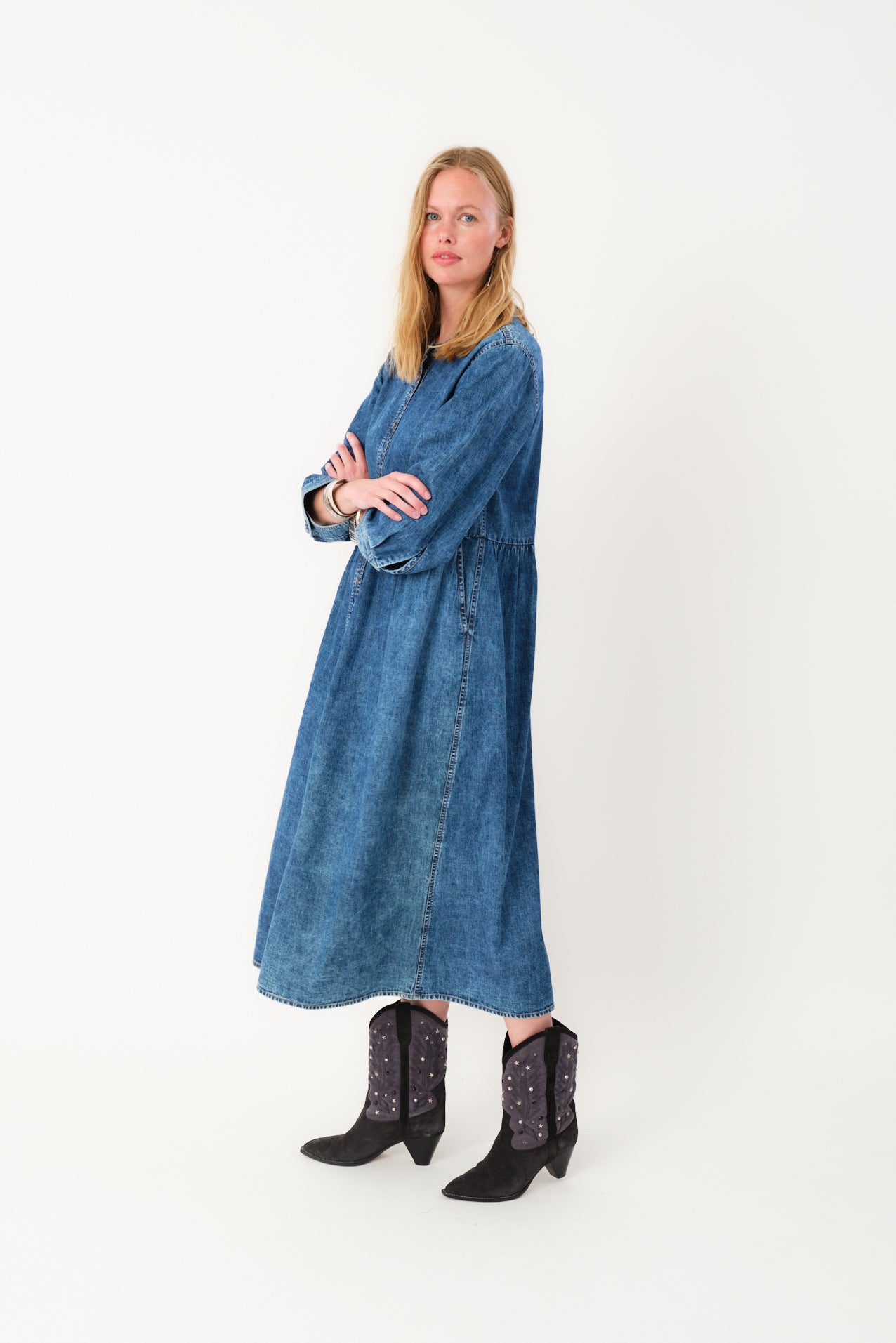 Lollys Laundry AliyaLL Maxi Kjole Dress 100 Washed Denim