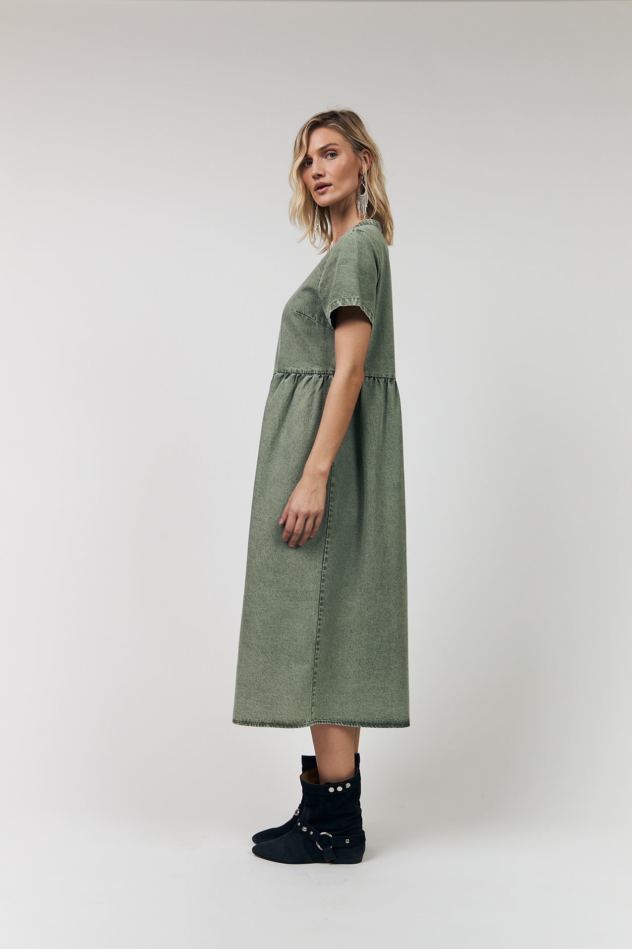 Lollys Laundry AliyaLL Midi Kjole Dress Støvet grøn