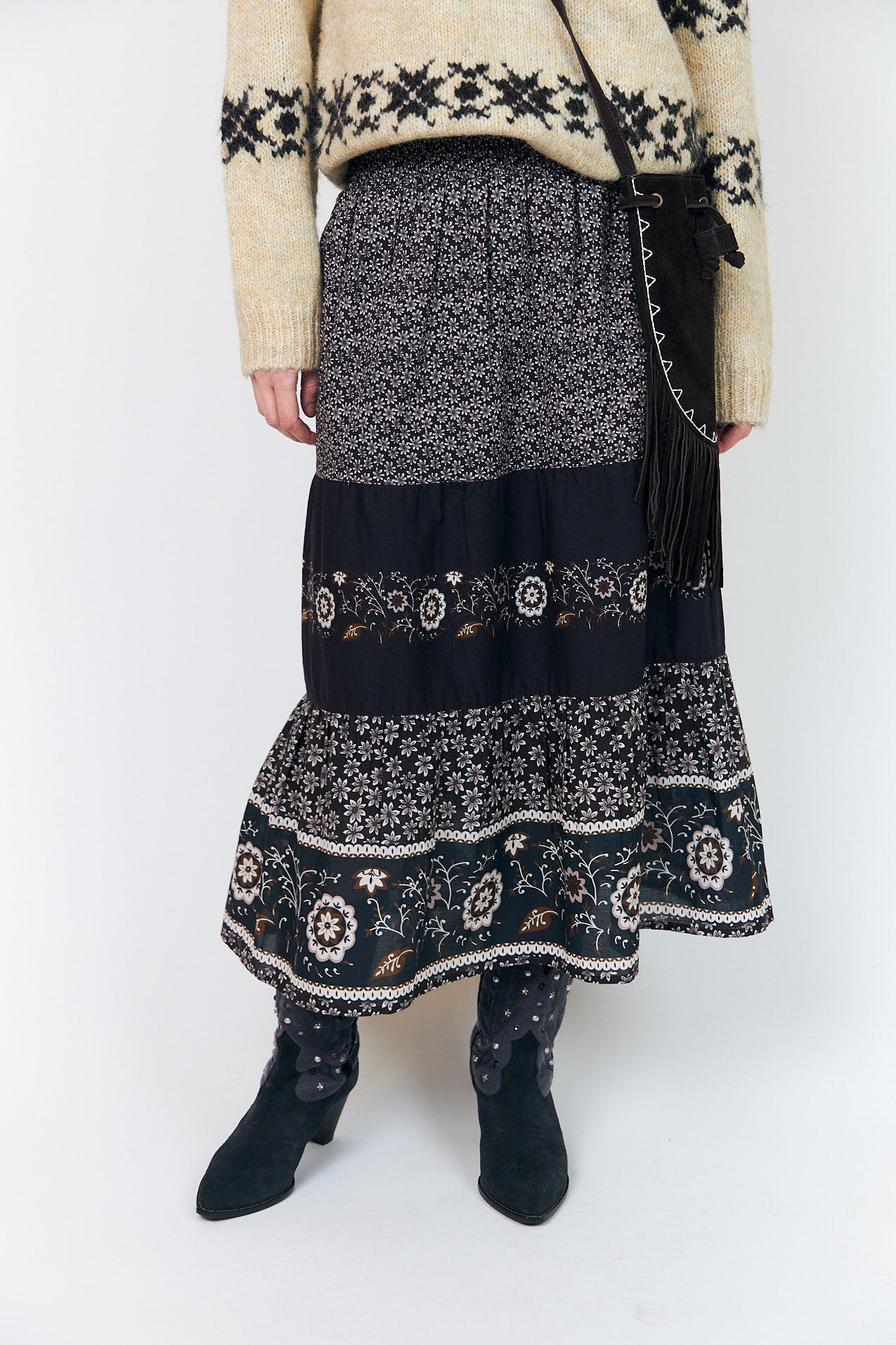 Lollys Laundry AmondLL Midi Nederdel Skirt Mørkebrun