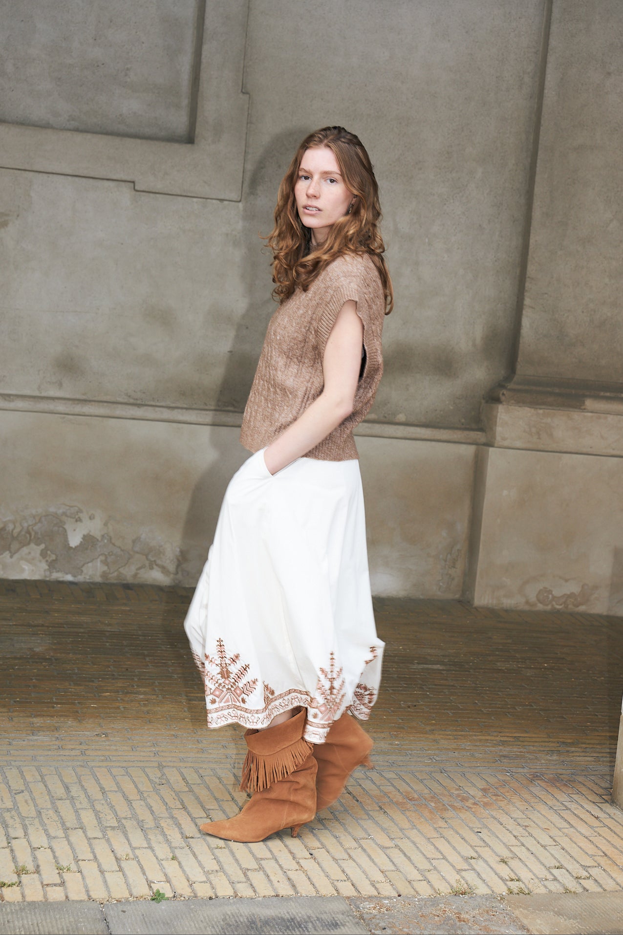 Lollys Laundry BristolLL Midi Nederdel Skirt Creme