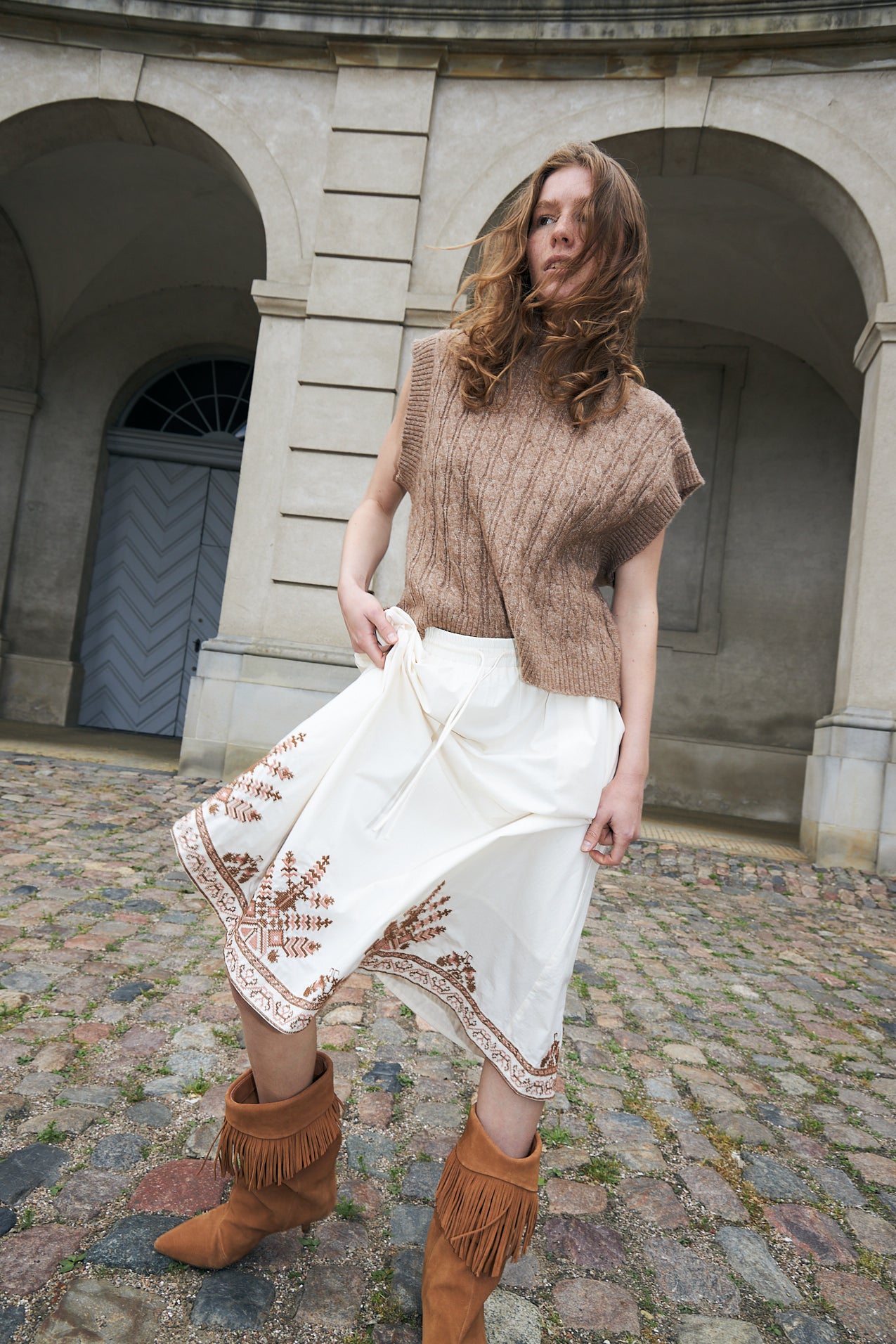 Lollys Laundry BristolLL Midi Nederdel Skirt Creme