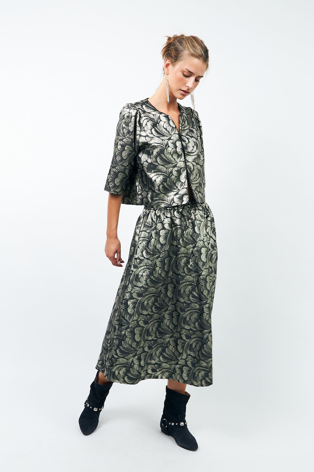 Lollys Laundry CatalinaLL Midi Nederdel Skirt 61 Silver