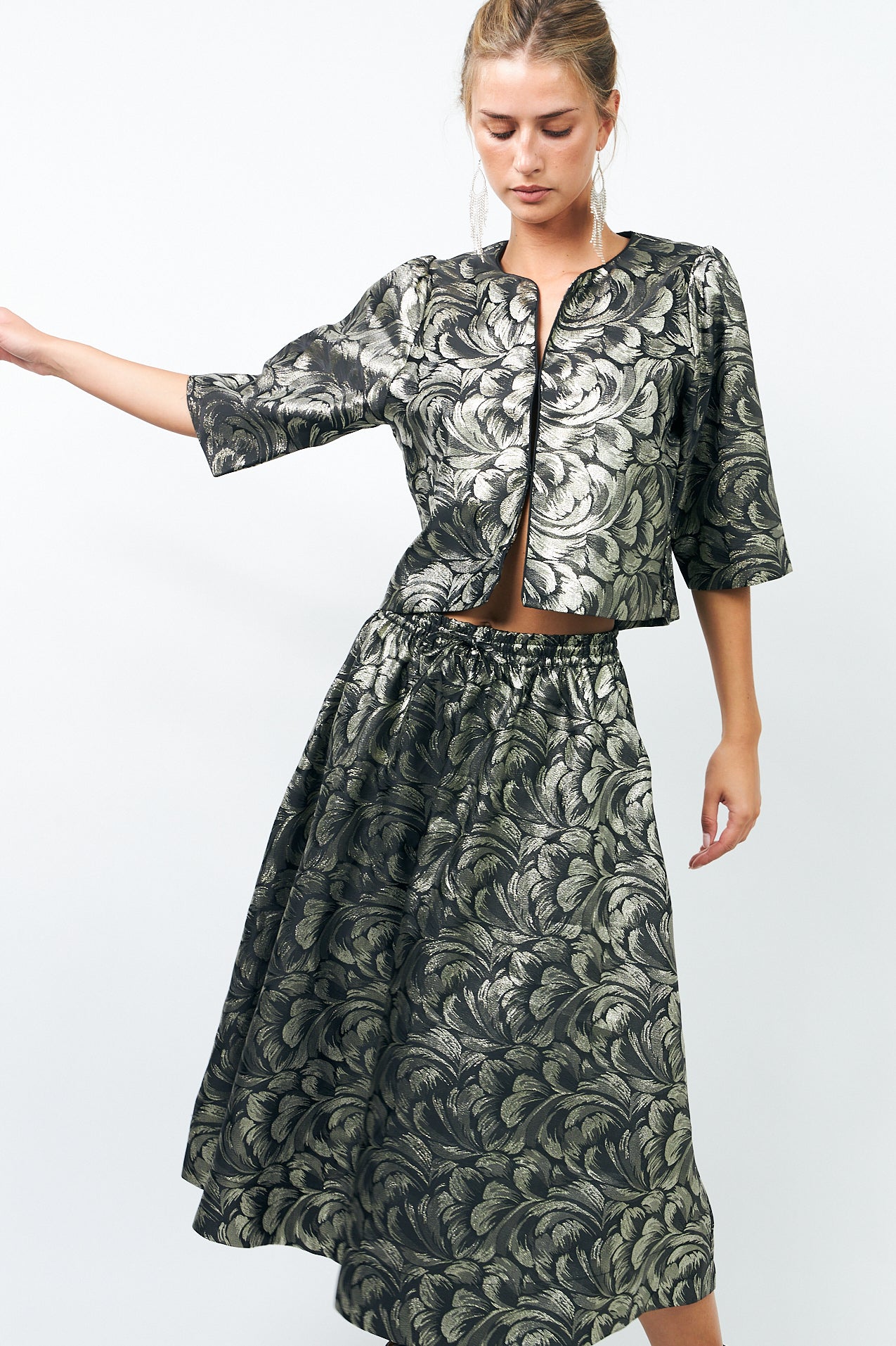 Lollys Laundry CatalinaLL Midi Nederdel Skirt 61 Silver