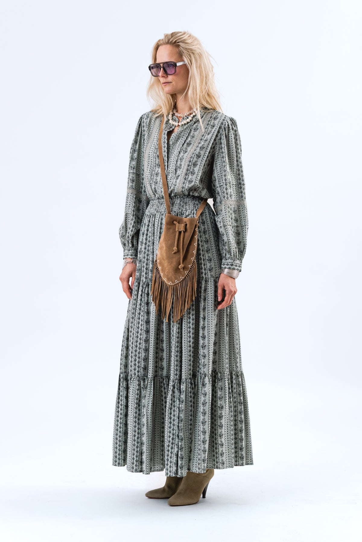 Lollys Laundry DiamondLL Maxi Nederdel Skirt Støvet grøn