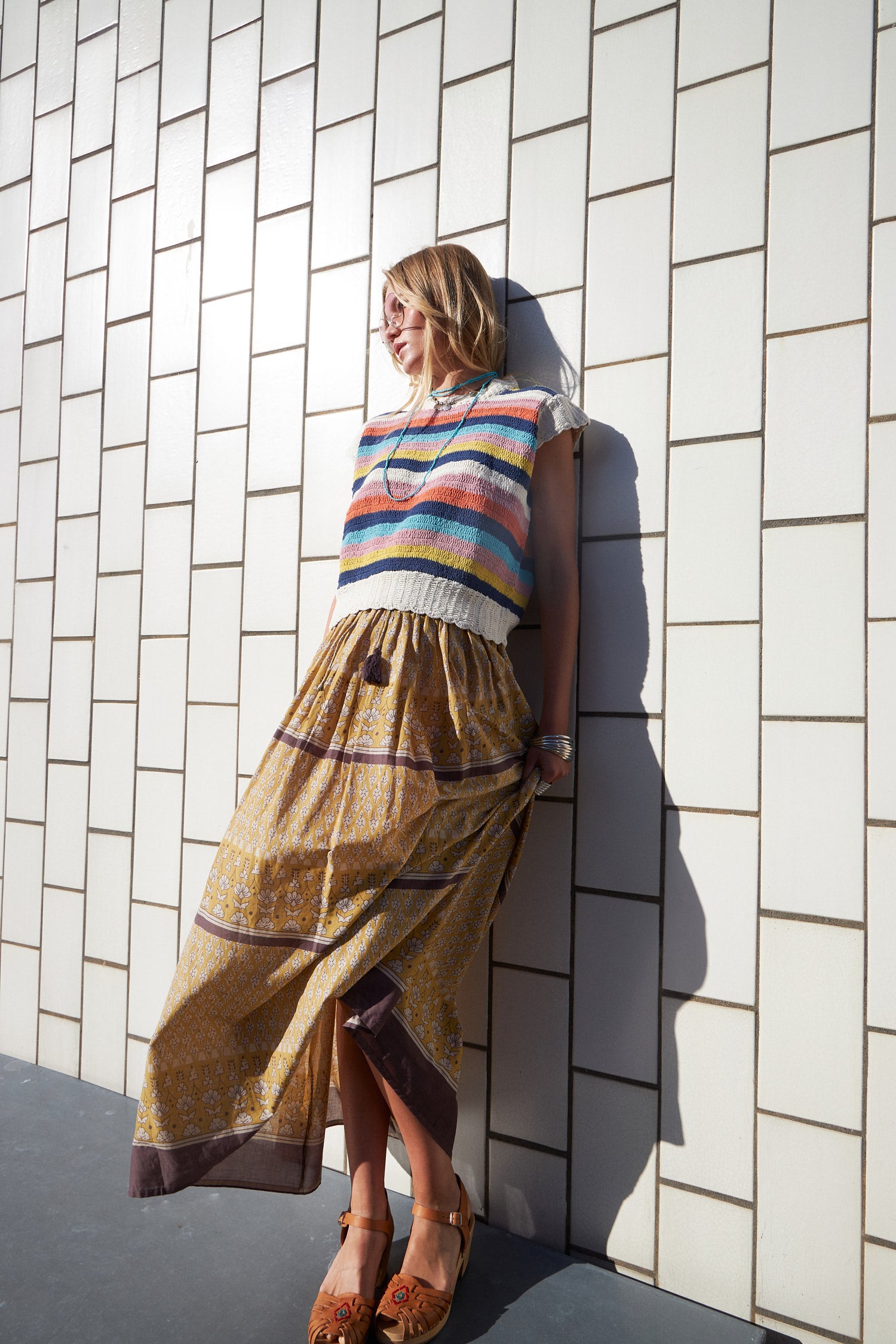 DiamondLL Maxi Nederdel - Mustard