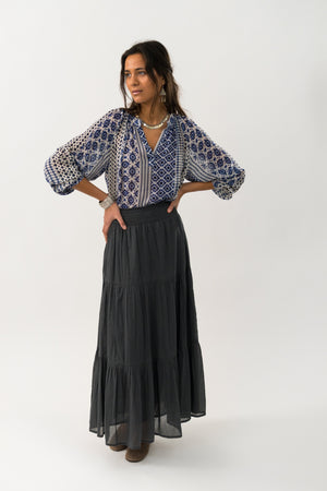 Lollys Laundry DiamondLL Maxi Nederdel Skirt 18 Washed Black
