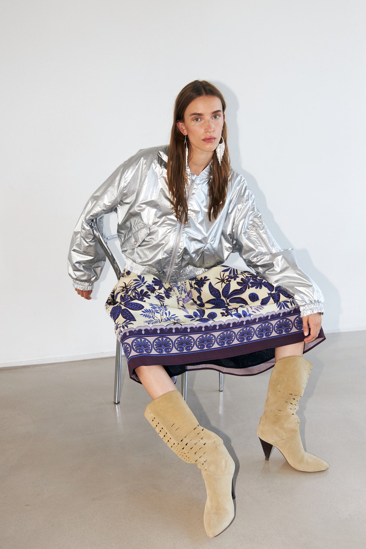 EllaLL Midi Nederdel - Flower Print