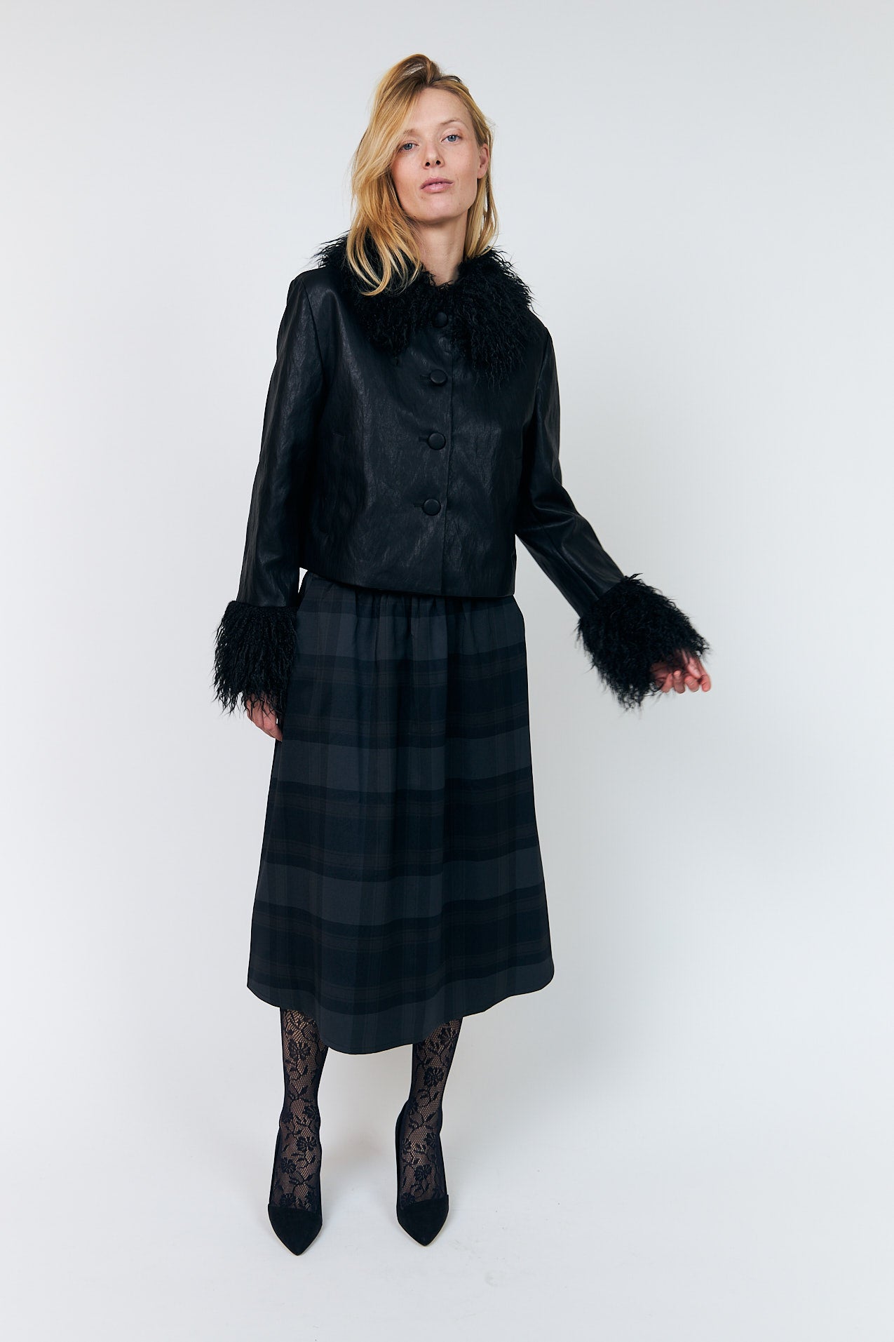 Lollys Laundry EllaLL Midi Nederdel Skirt Mørkegrå