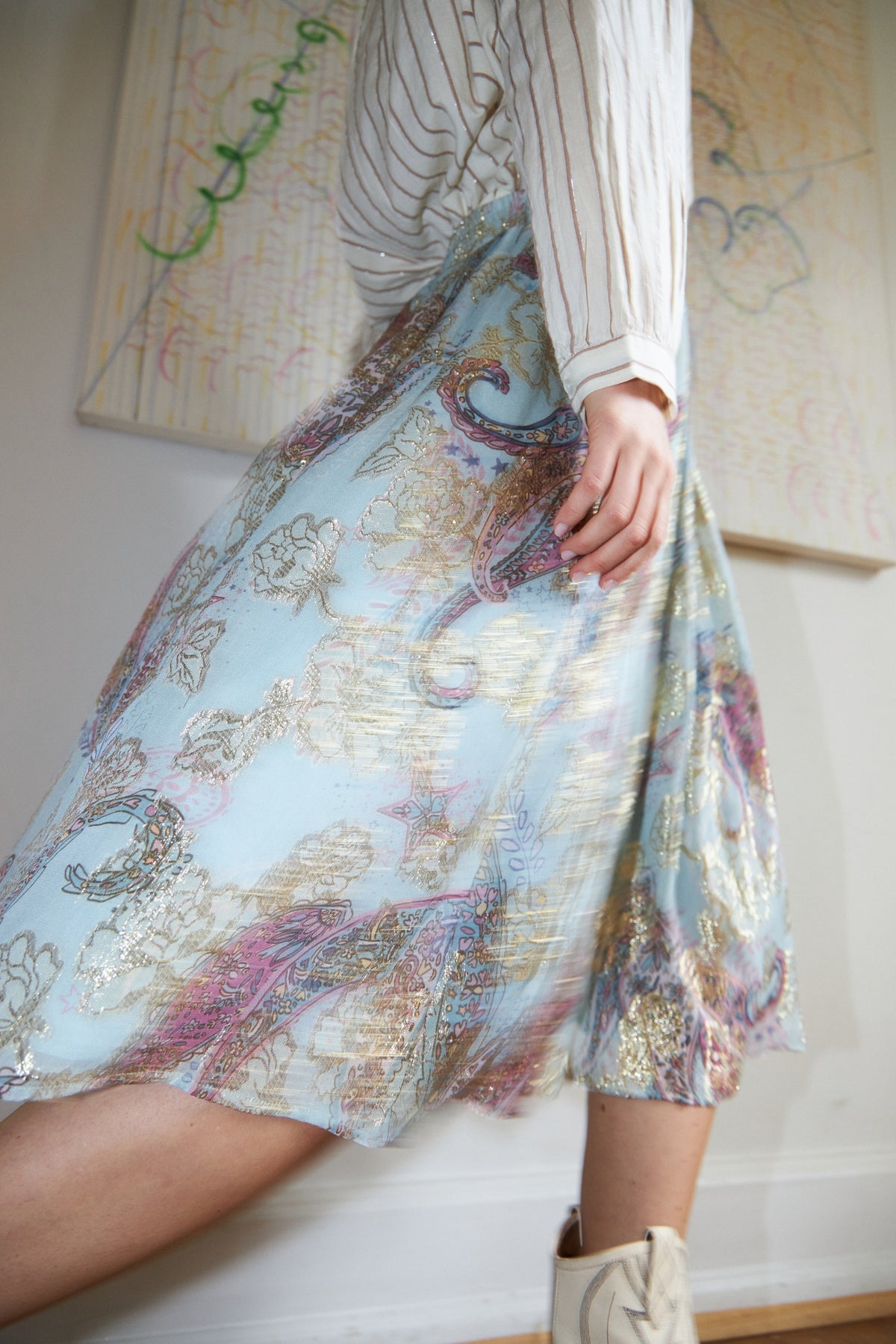 Lollys Laundry EllaLL Midi Skirt Skirt Lyseblå