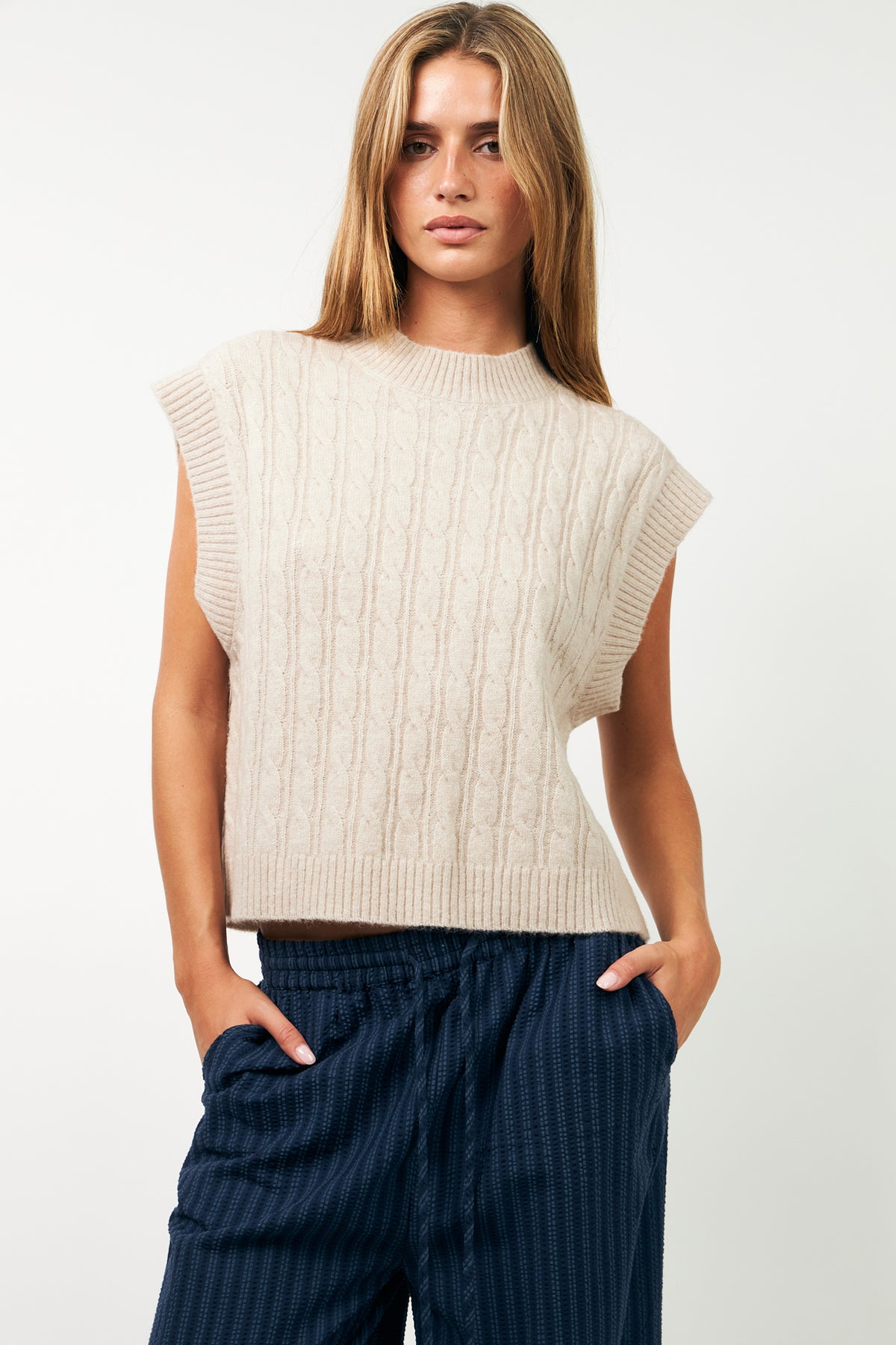 Lollys Laundry FinnLL Strik Vest Vest 08 Beige