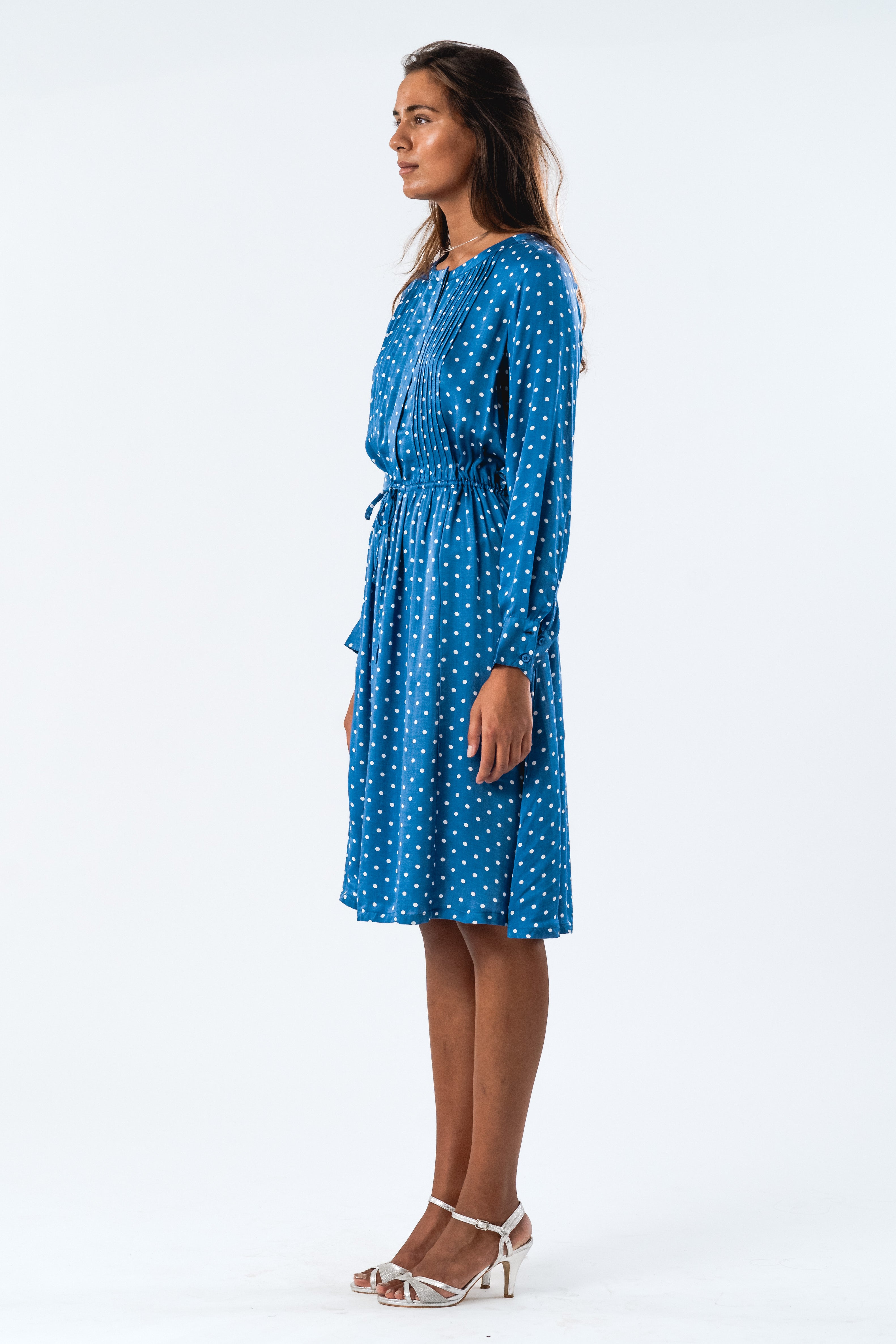 FionaLL Midi Dress LS - Dot Print