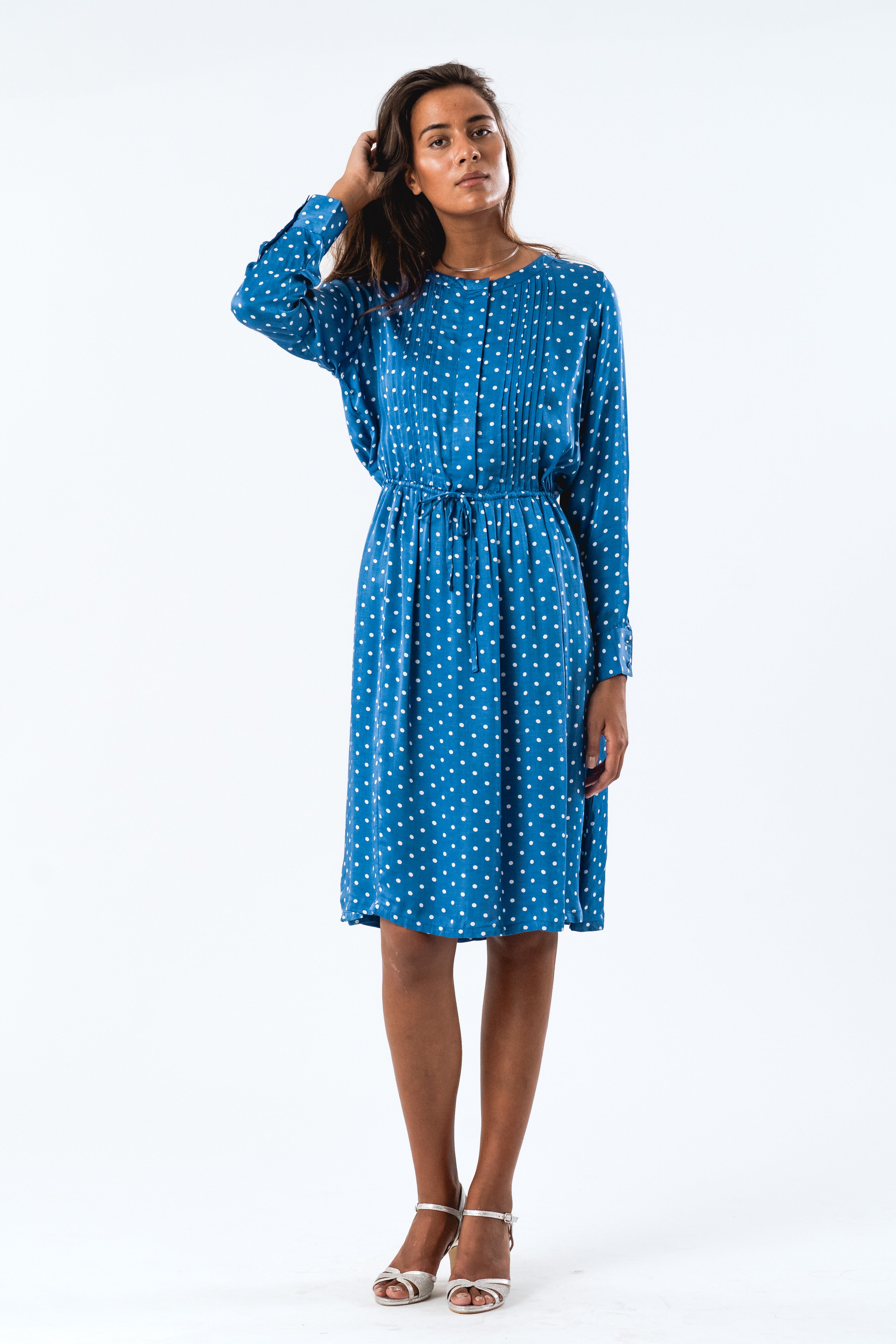 FionaLL Midi Dress LS - Dot Print