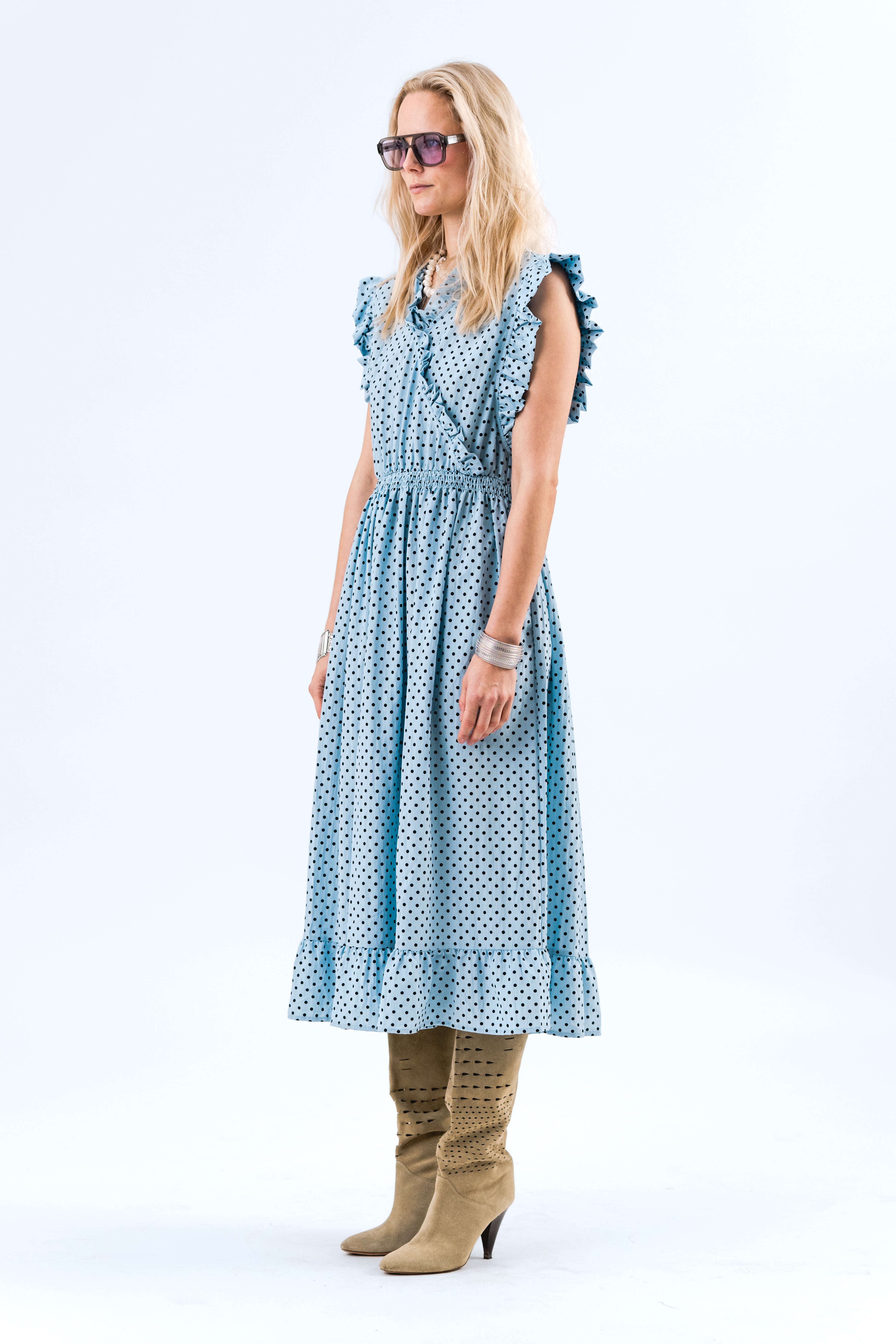 Lollys Laundry IdinaLL Midi Kjole Dress 22 Light Blue