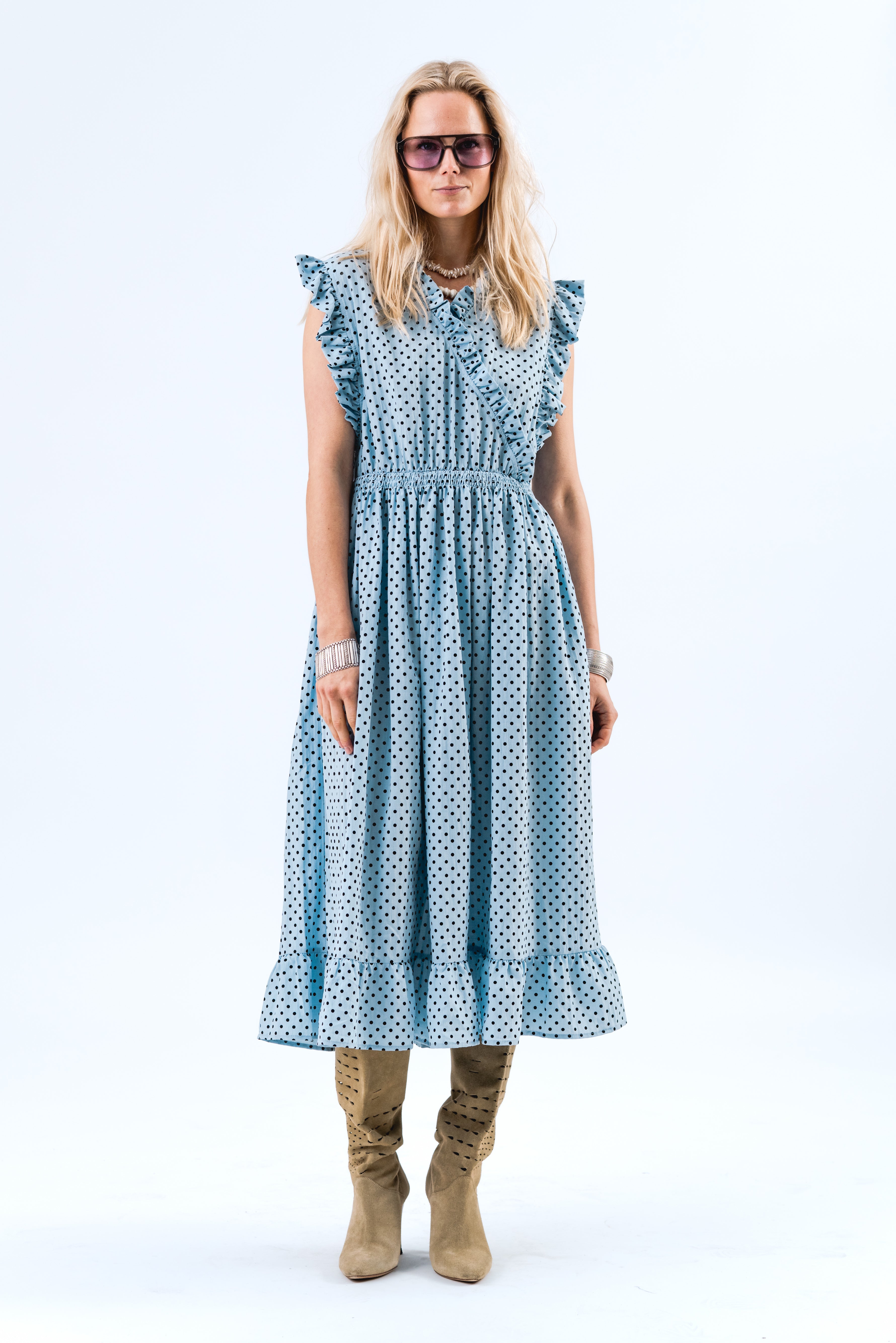 Lollys Laundry IdinaLL Midi Kjole Dress 22 Light Blue