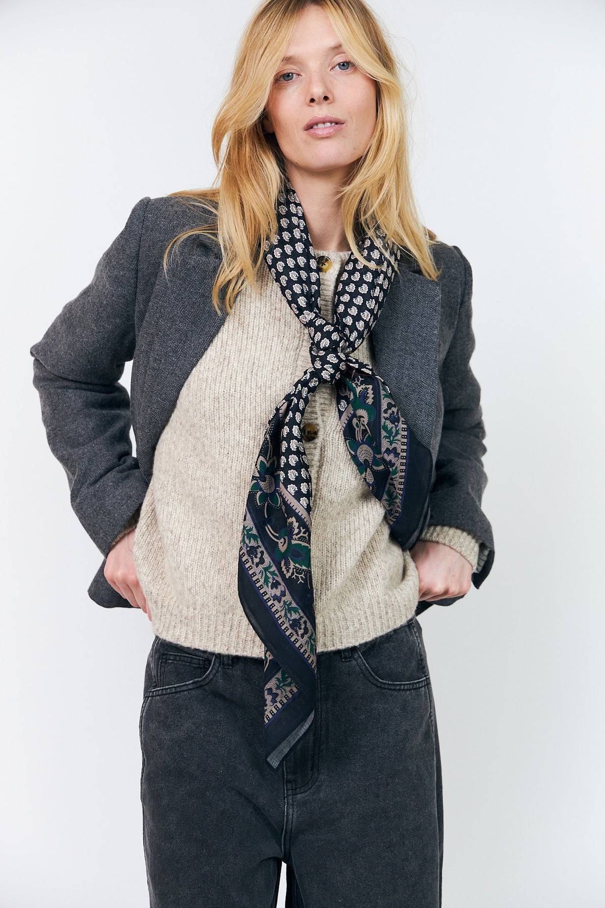 Lollys Laundry JennaLL Tørklæde stor Scarf Sort