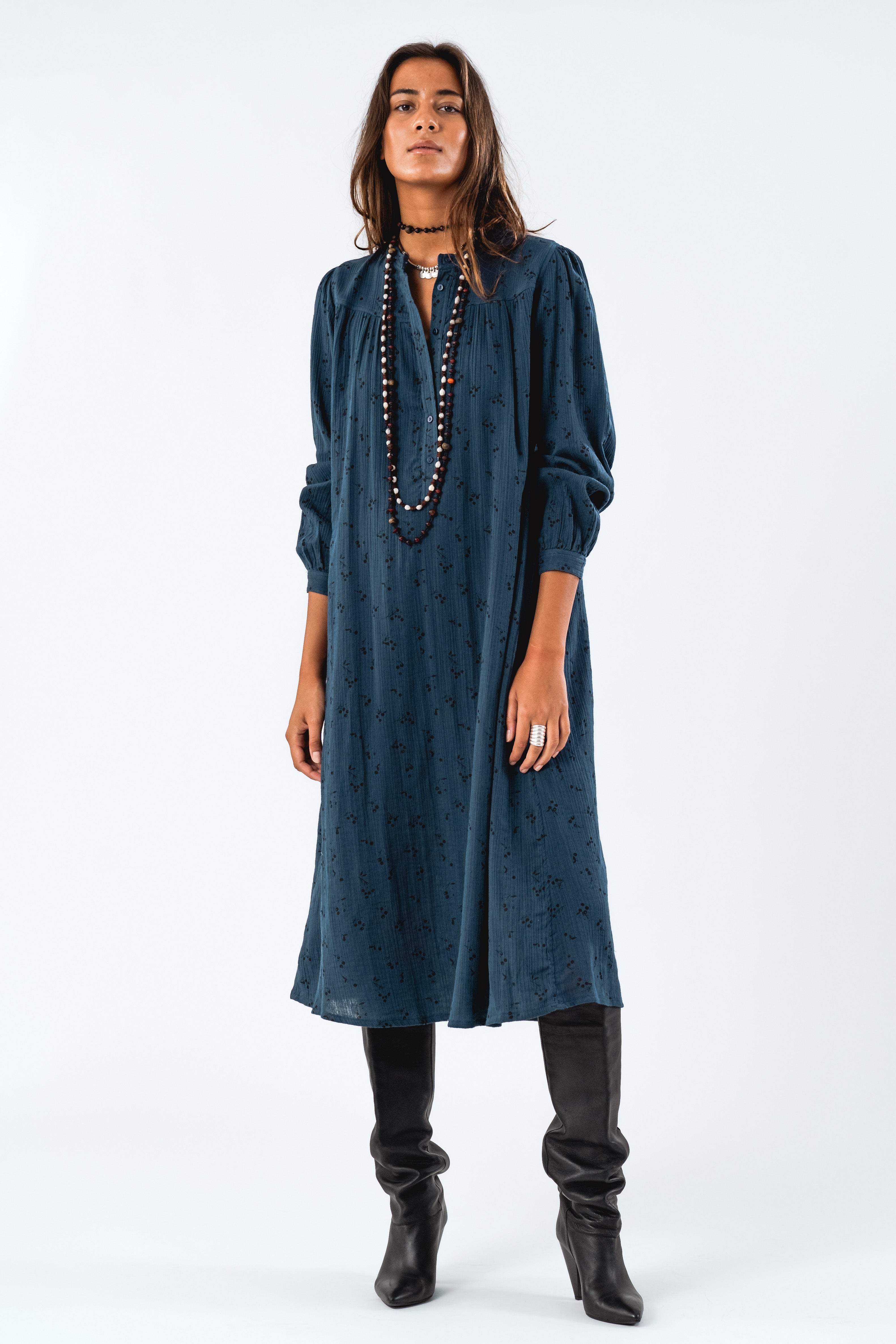 JessLL Midi Dress LS - Dark Blue