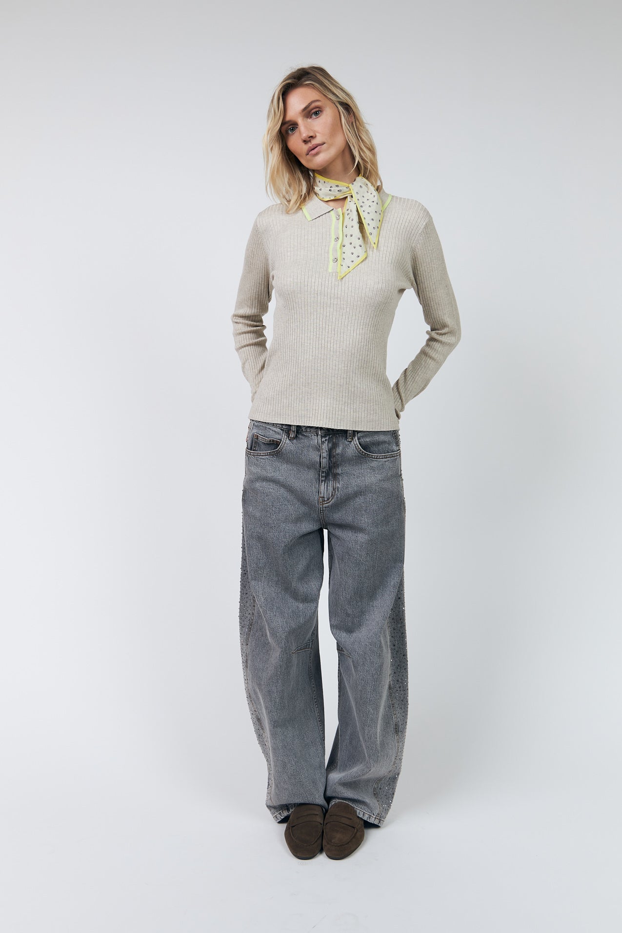 Lollys Laundry JulioLL Strik Polo Jumper 08 Beige