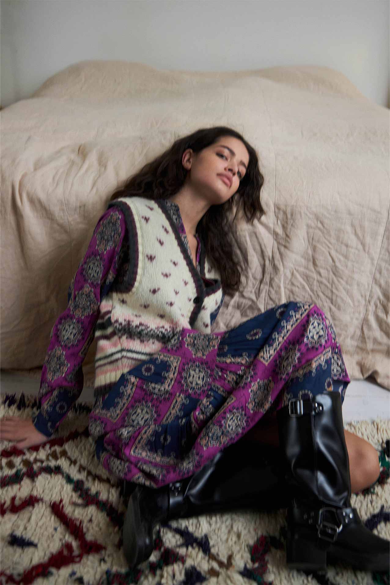 KaiaLL Midi Dress LS - Dark Blue