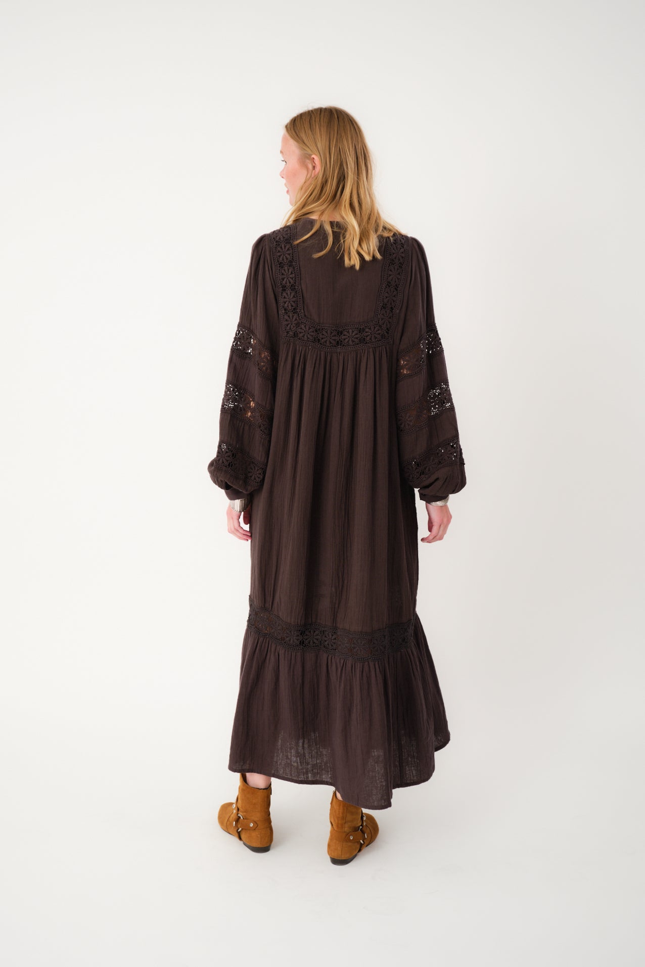 Lollys Laundry LatourLL Lace Maxi Kjole Dress 87 Dark Mokka