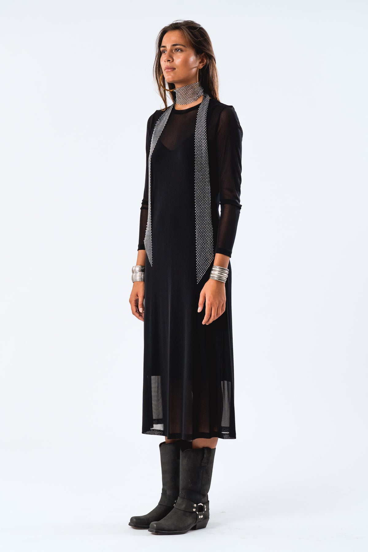 LoganLL Maxi Dress LS - Sort