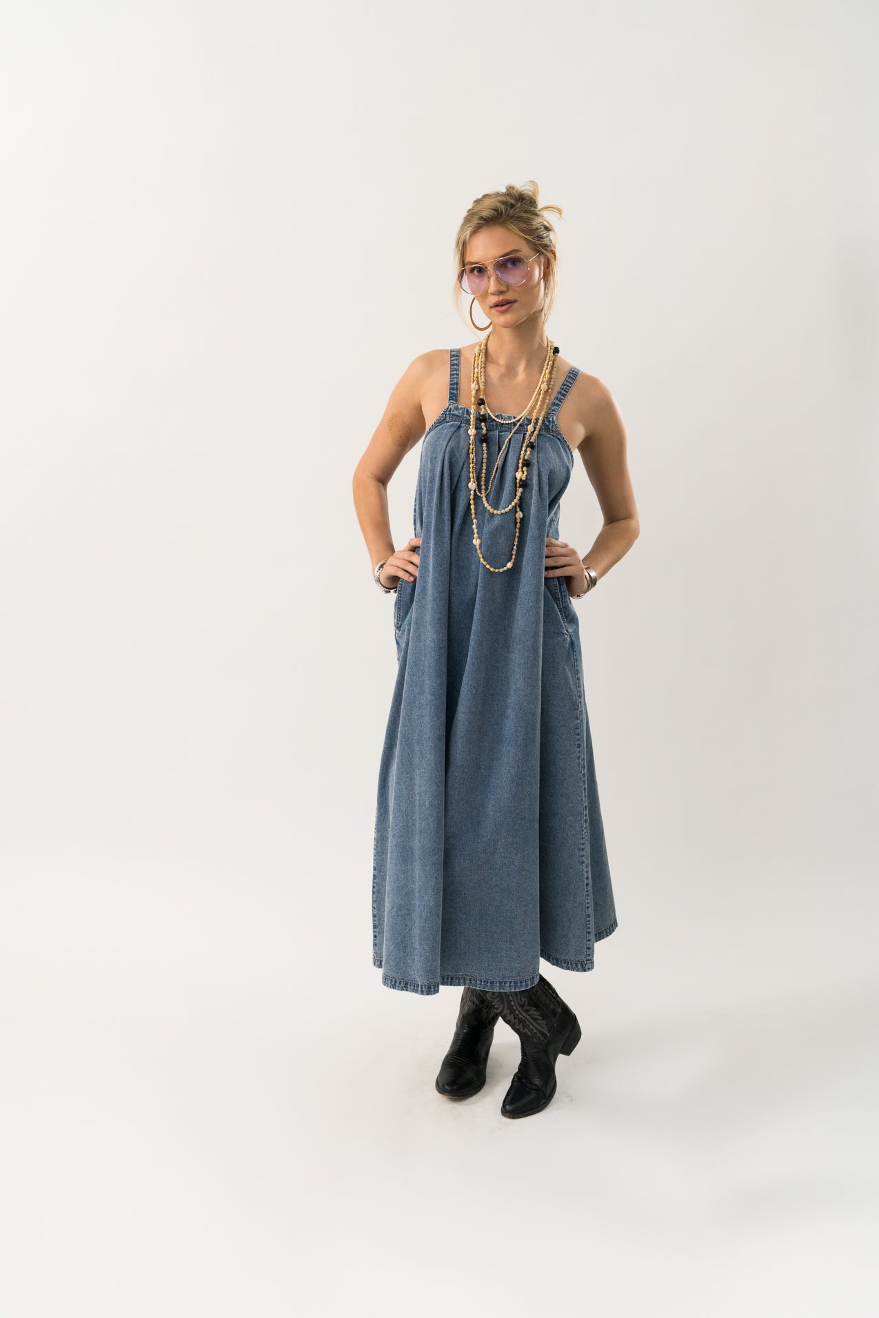 LungoLL Maxi Kjole - Washed Denim