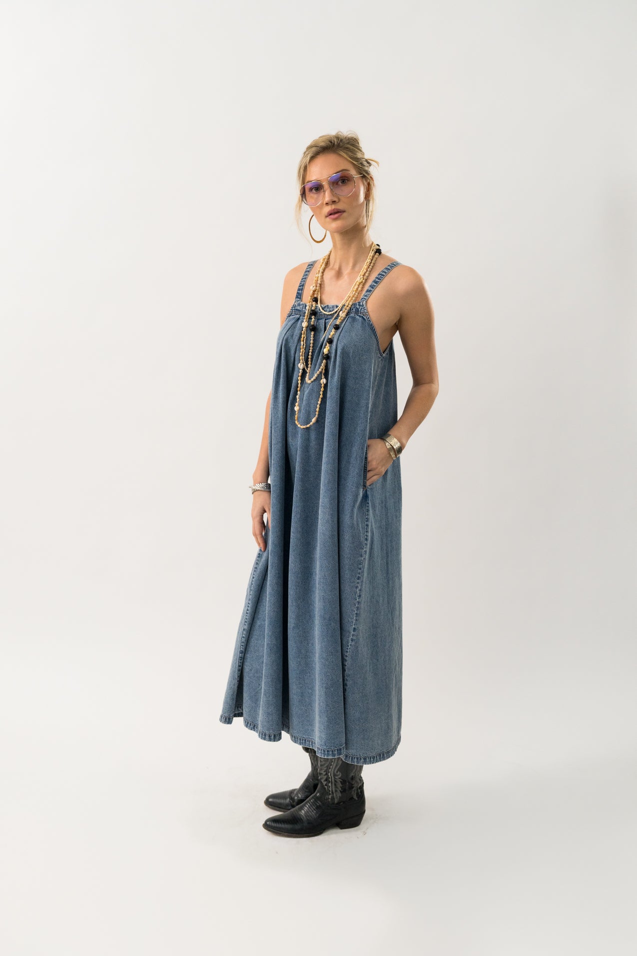 LungoLL Maxi Kjole - Washed Denim