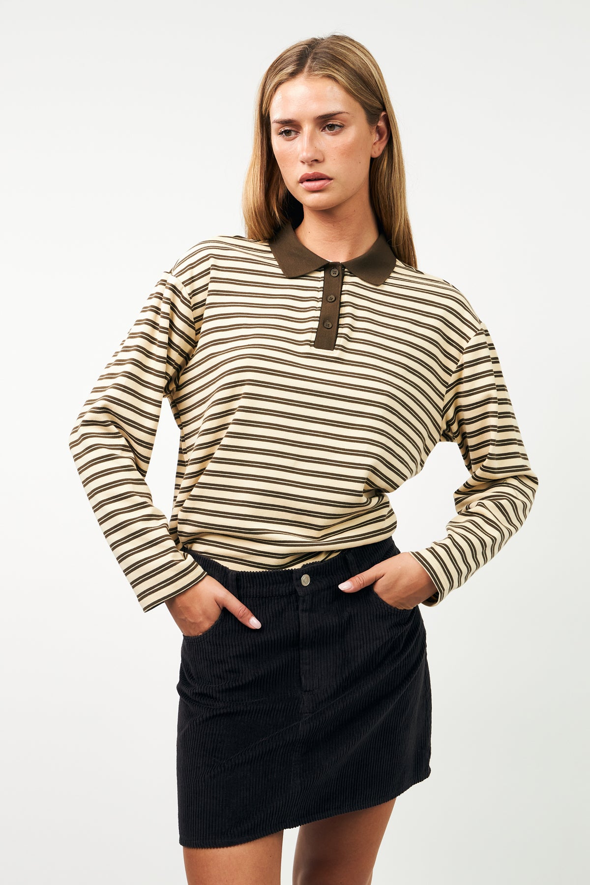 Lollys Laundry MobyLL Polo T-Shirt Sweatshirt Mørkebrun