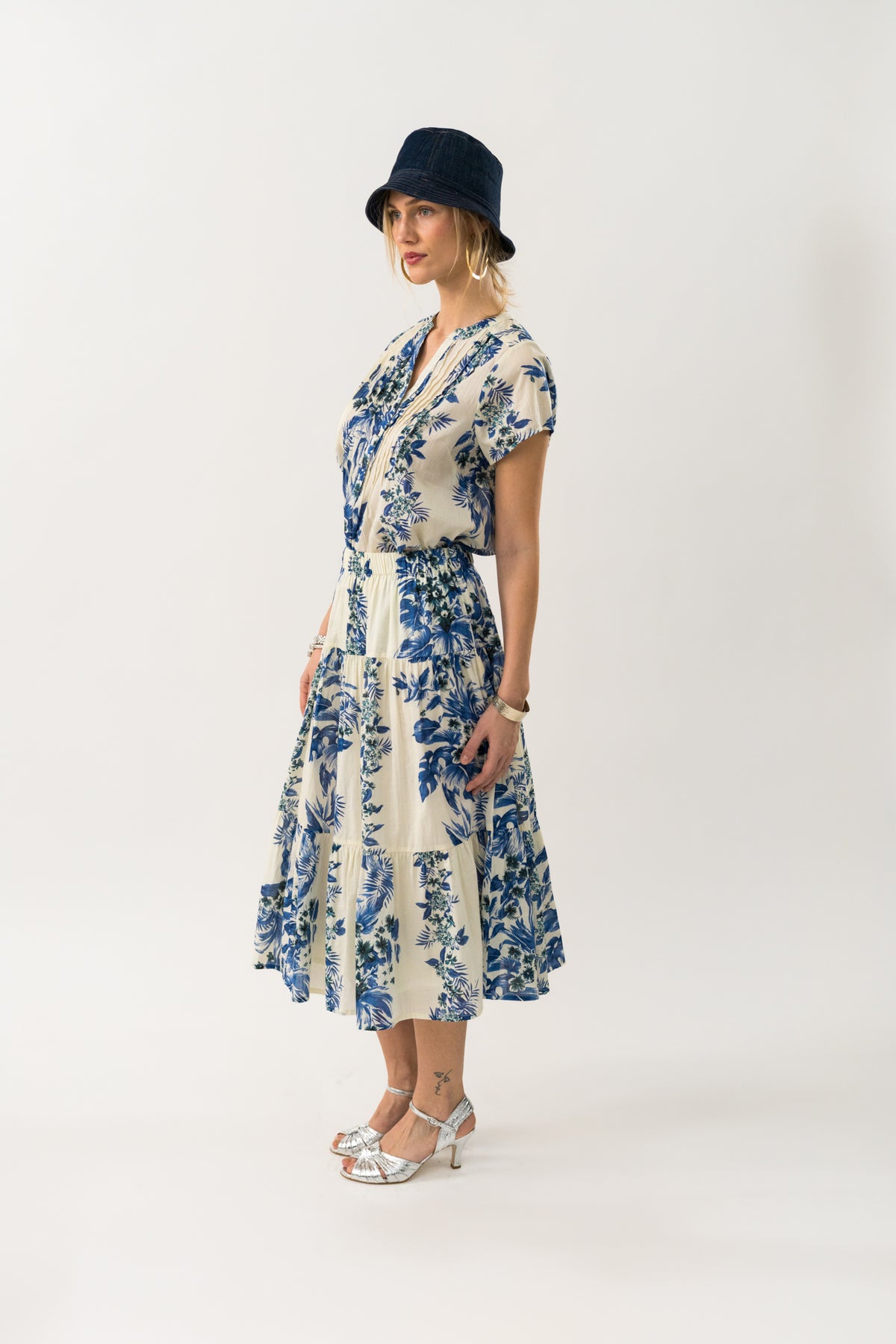Lollys Laundry MorningLL Midi Nederdel Skirt Blå