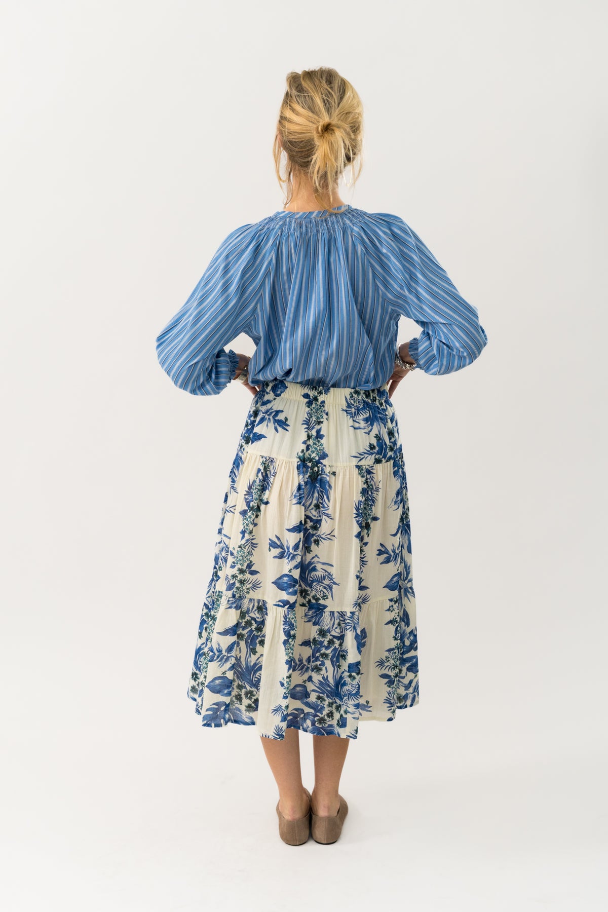 Lollys Laundry MorningLL Midi Nederdel Skirt Blå