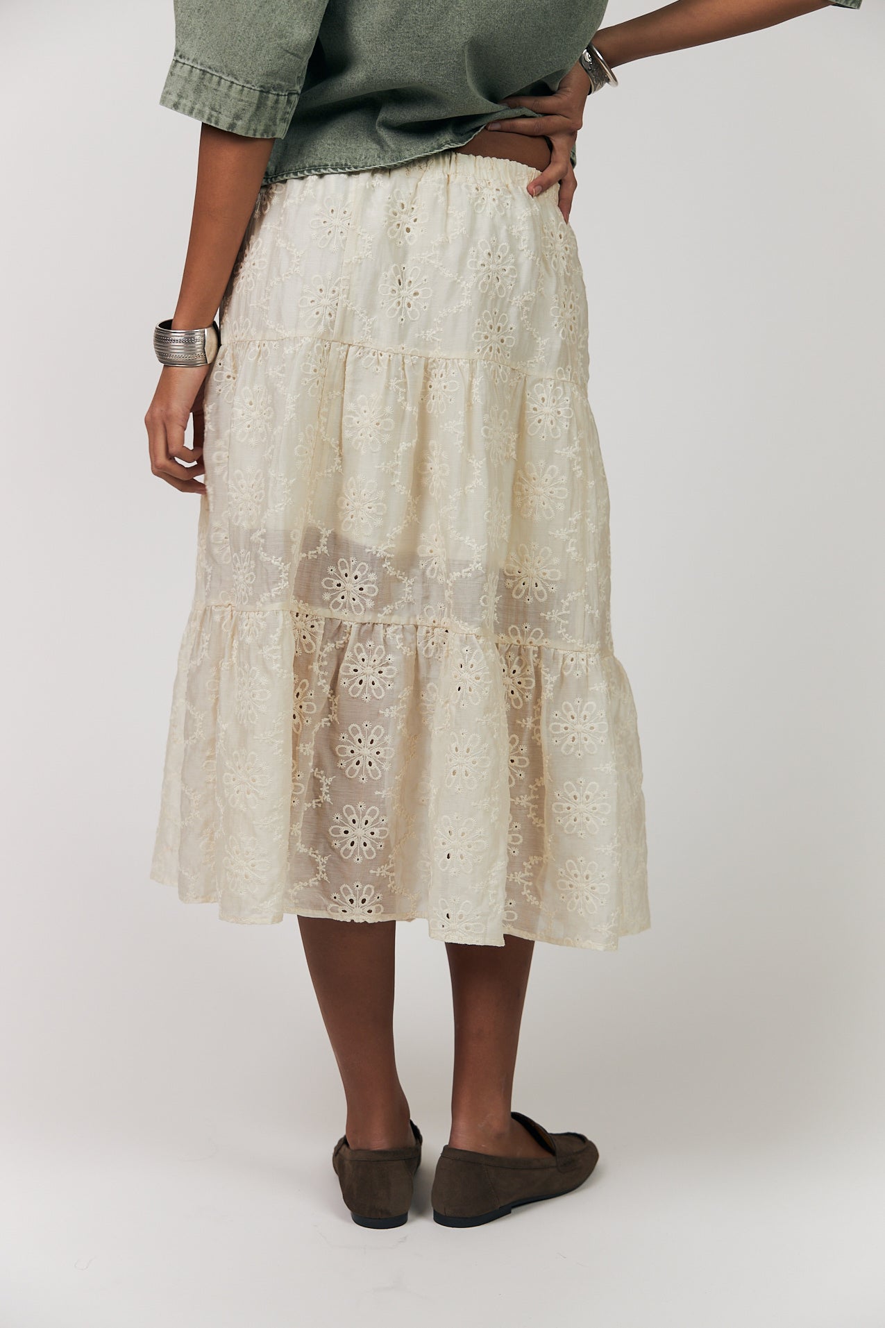 Lollys Laundry MorningLL Midi Nederdel Skirt 02 Creme