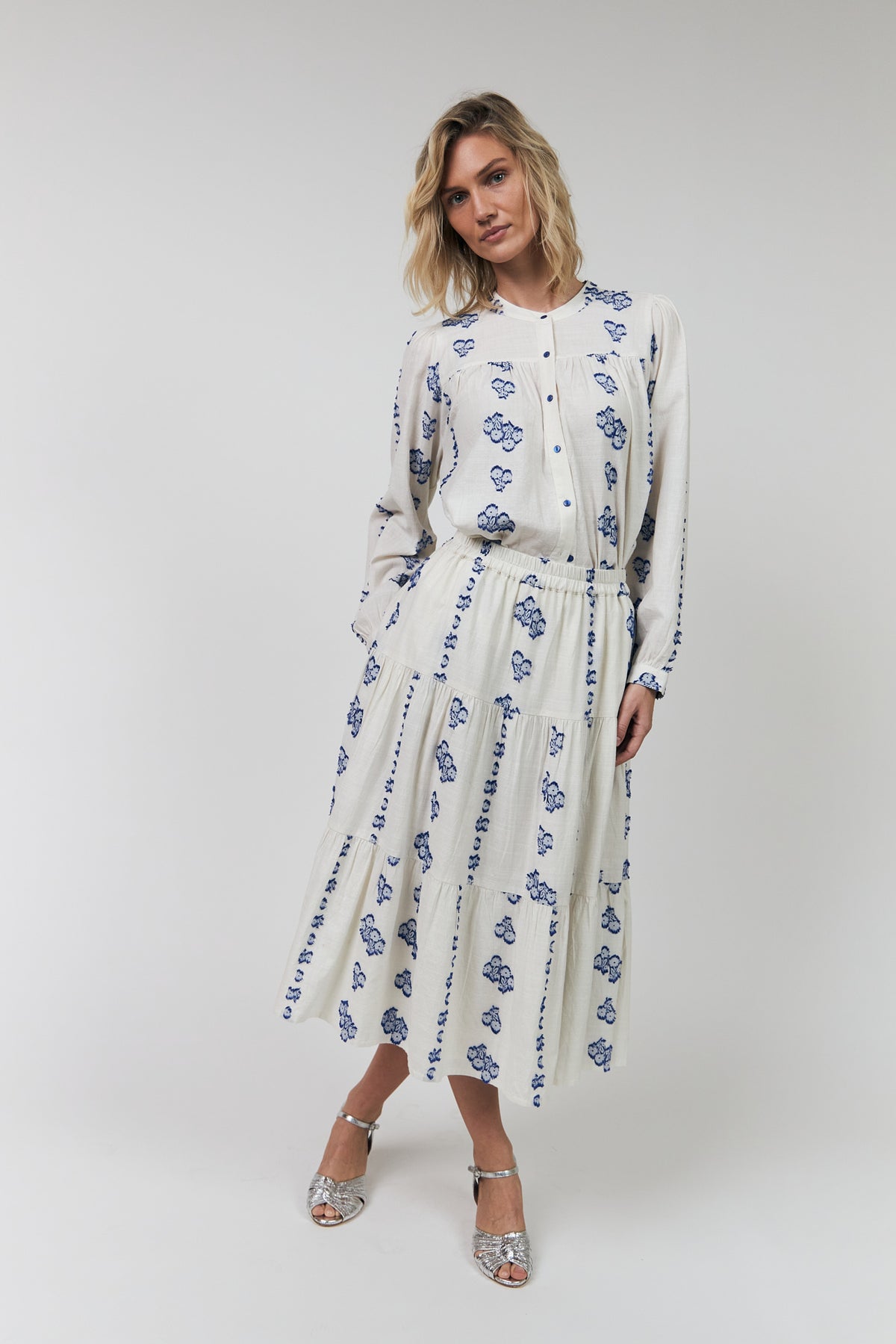 Lollys Laundry MorningLL Midi Nederdel Skirt Creme