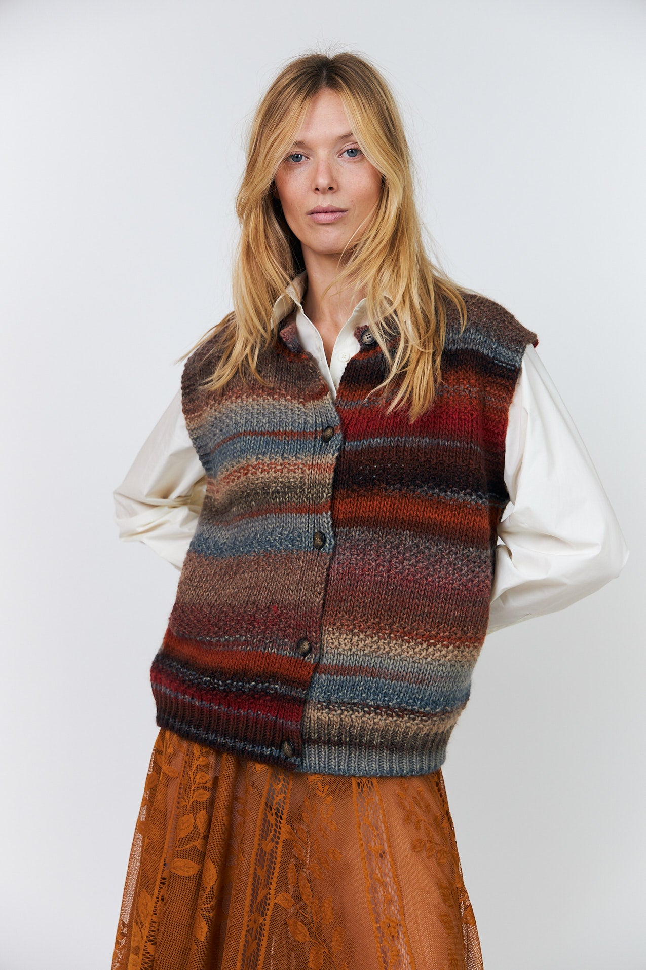 Lollys Laundry NynneLL Strikvest Vest Rustbrun