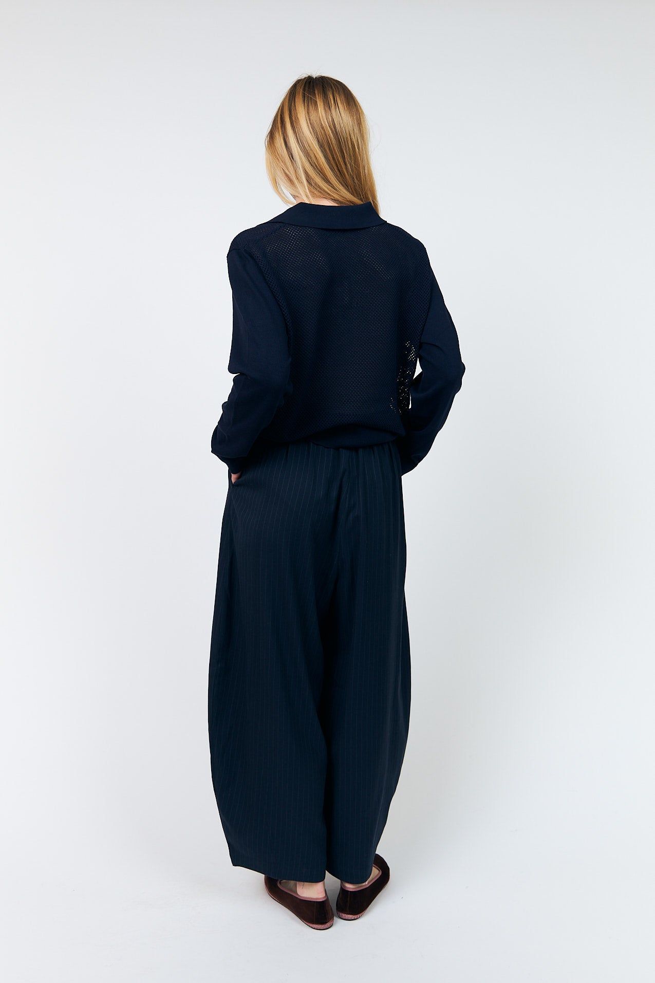 Lollys Laundry OpalLL Strik Polo Jumper Mørkeblå