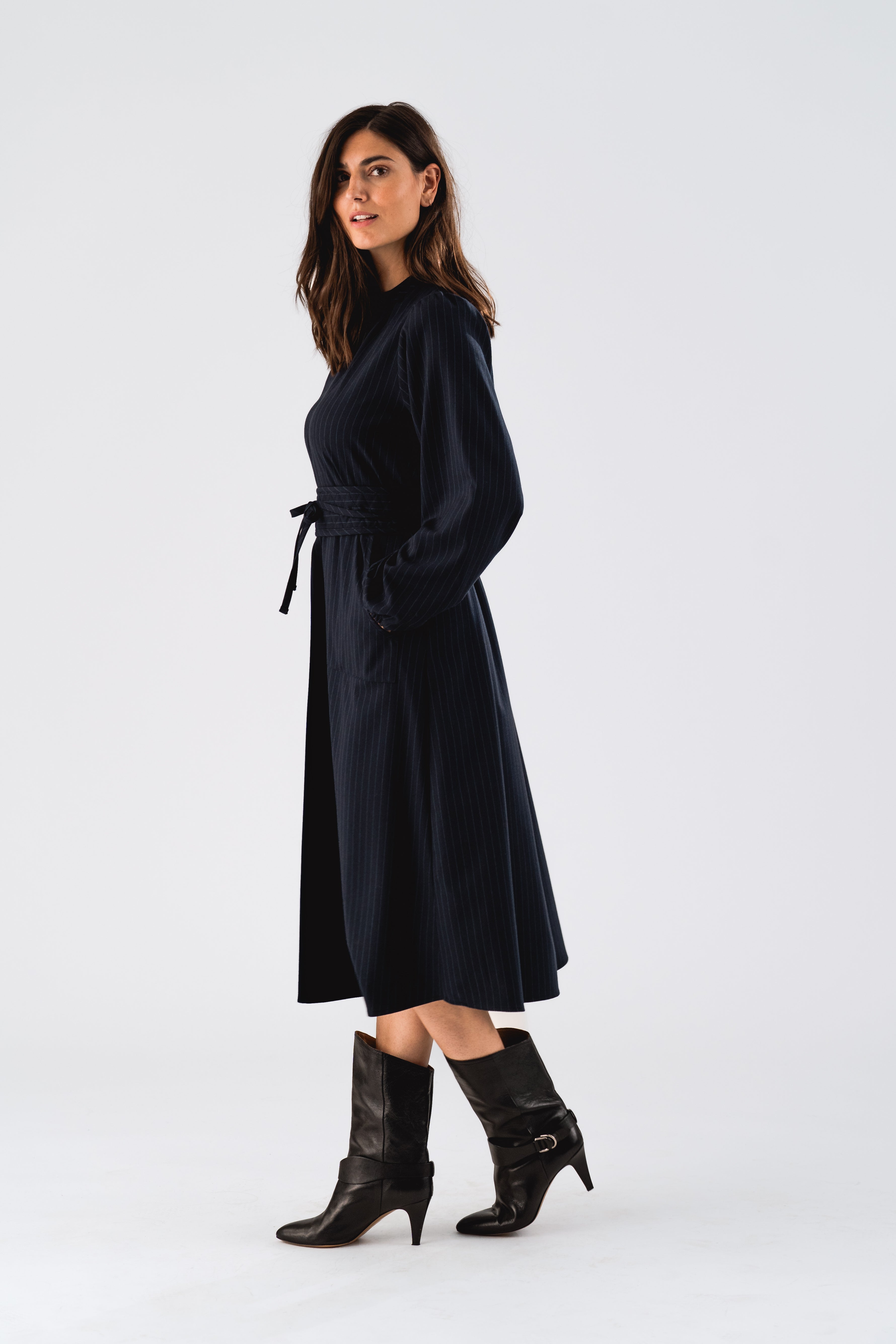 ParisLL Midi Dress LS - Dark Navy