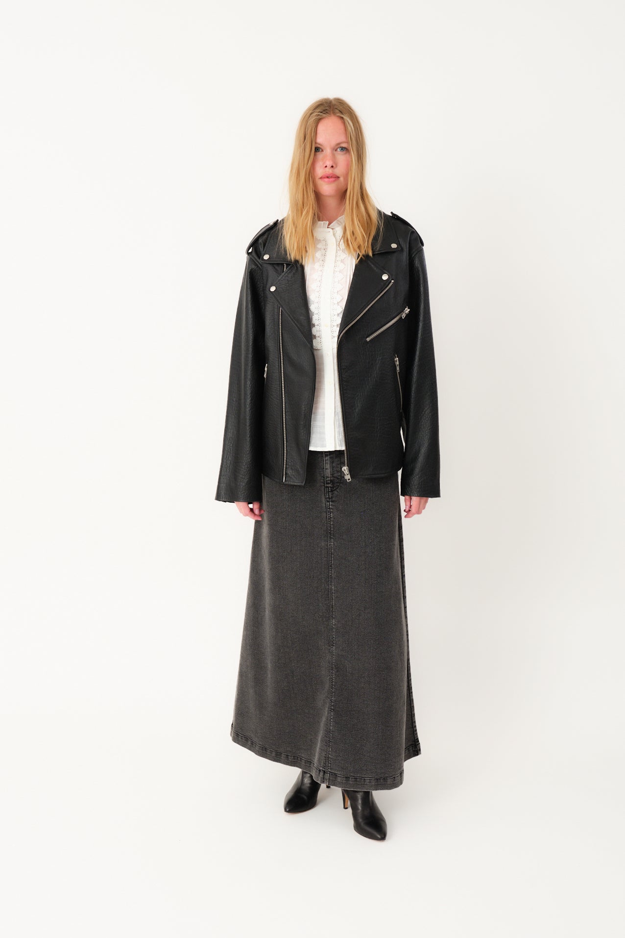 RayLL Læderjakke - Sort