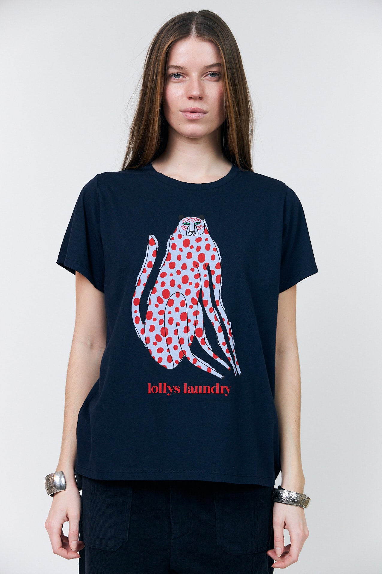 Lollys Laundry RomaLL T-Shirt Kat T-shirt Mørkeblå