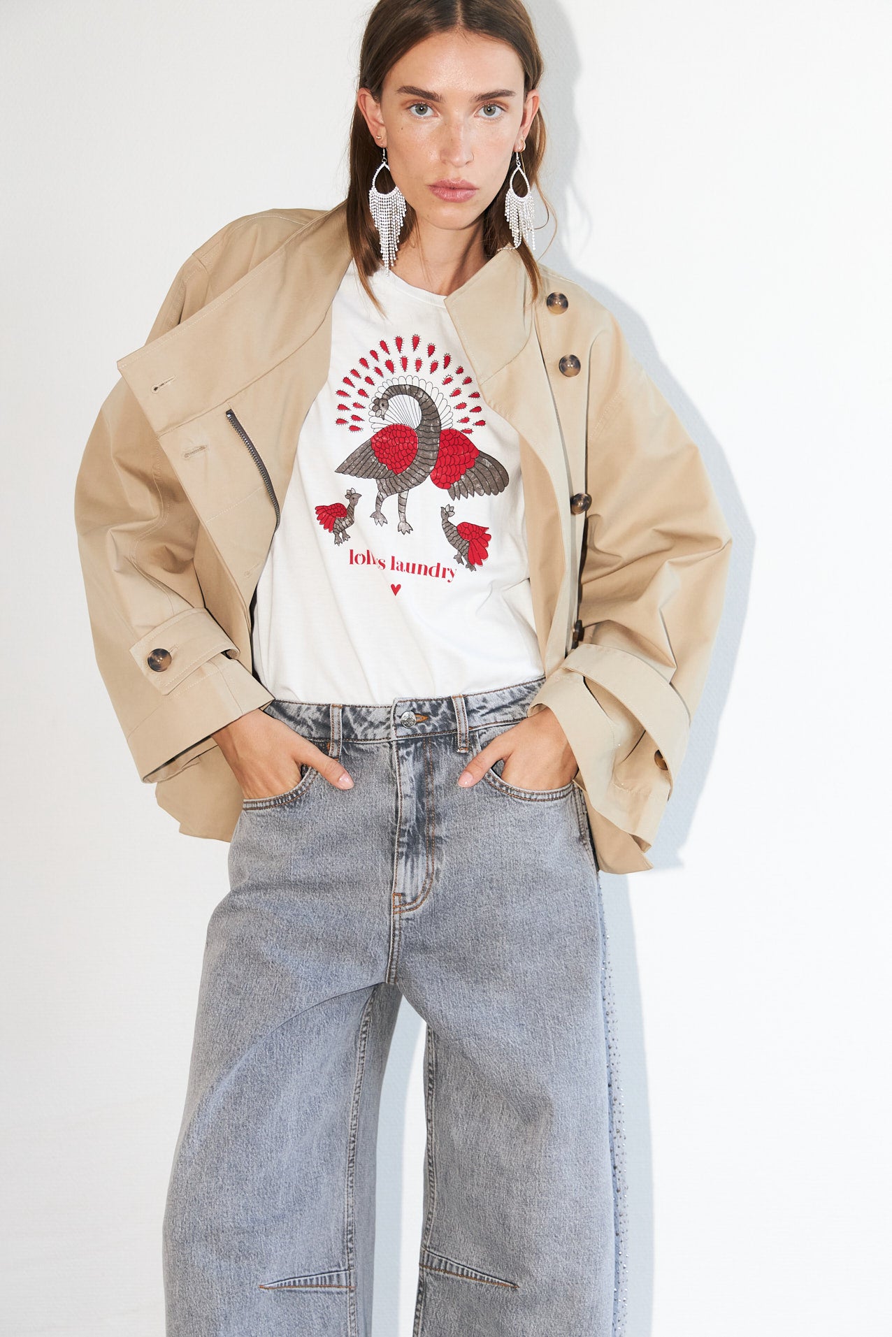 Lollys Laundry RomaLL T-shirt Påfugl T-shirt Hvid