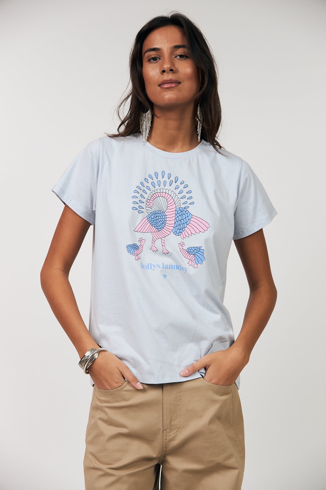 Lollys Laundry RomaLL T-shirt Påfugl T-shirt Lyseblå