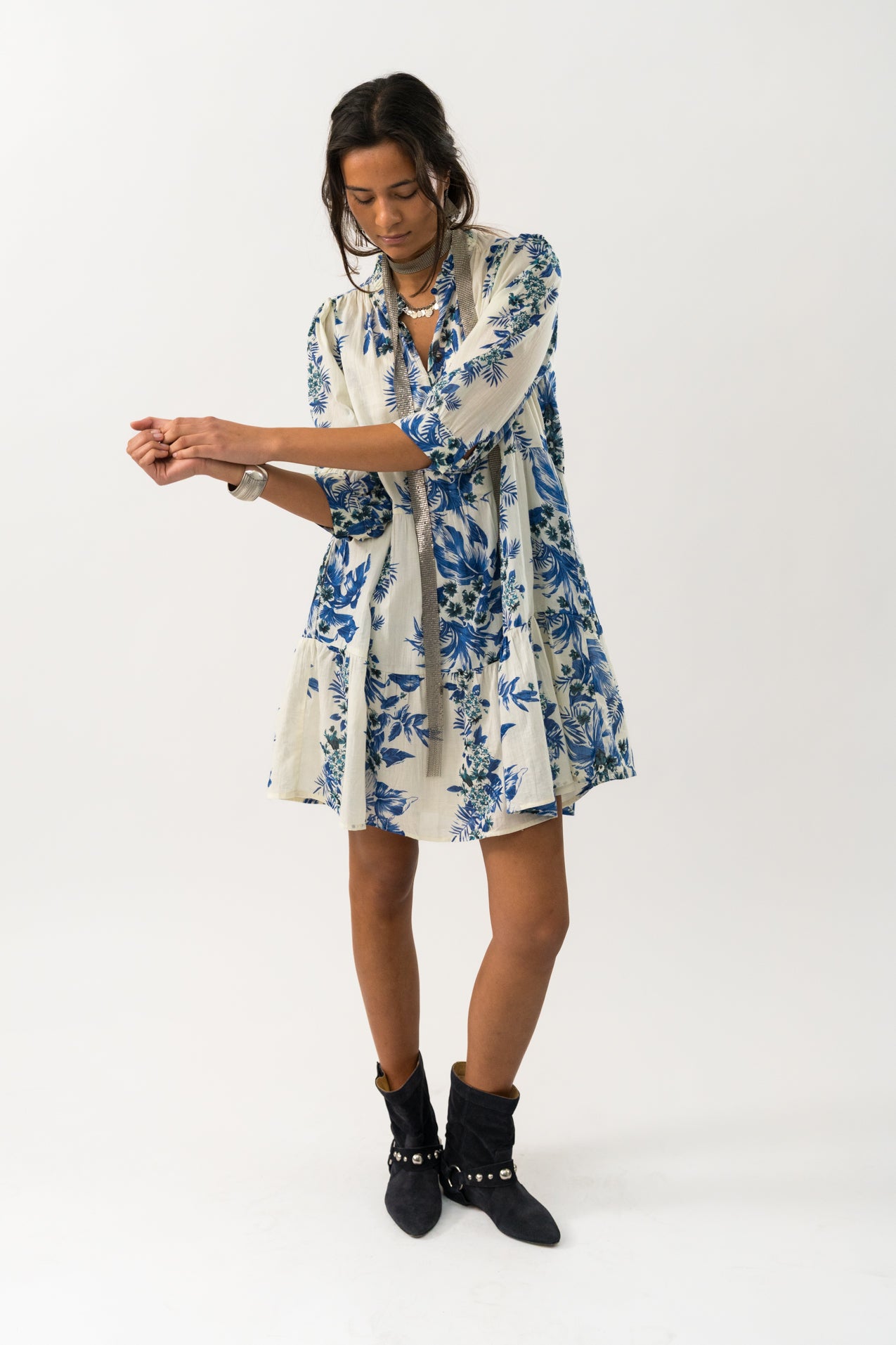 SabineLL kort kjole - Blue