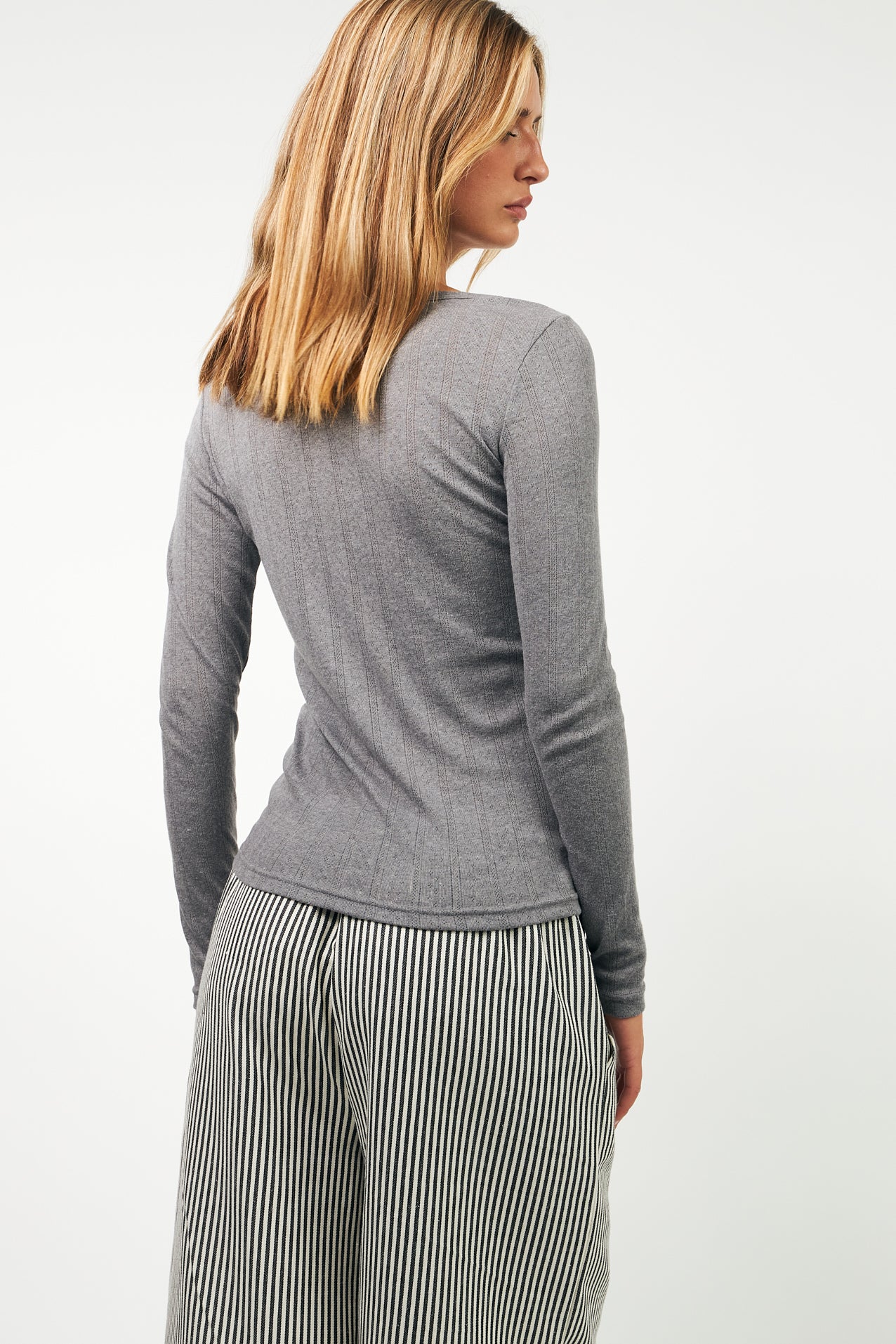 Lollys Laundry SamaraLL langærmet T-Shirt Blouse 15 Dark Grey Melange