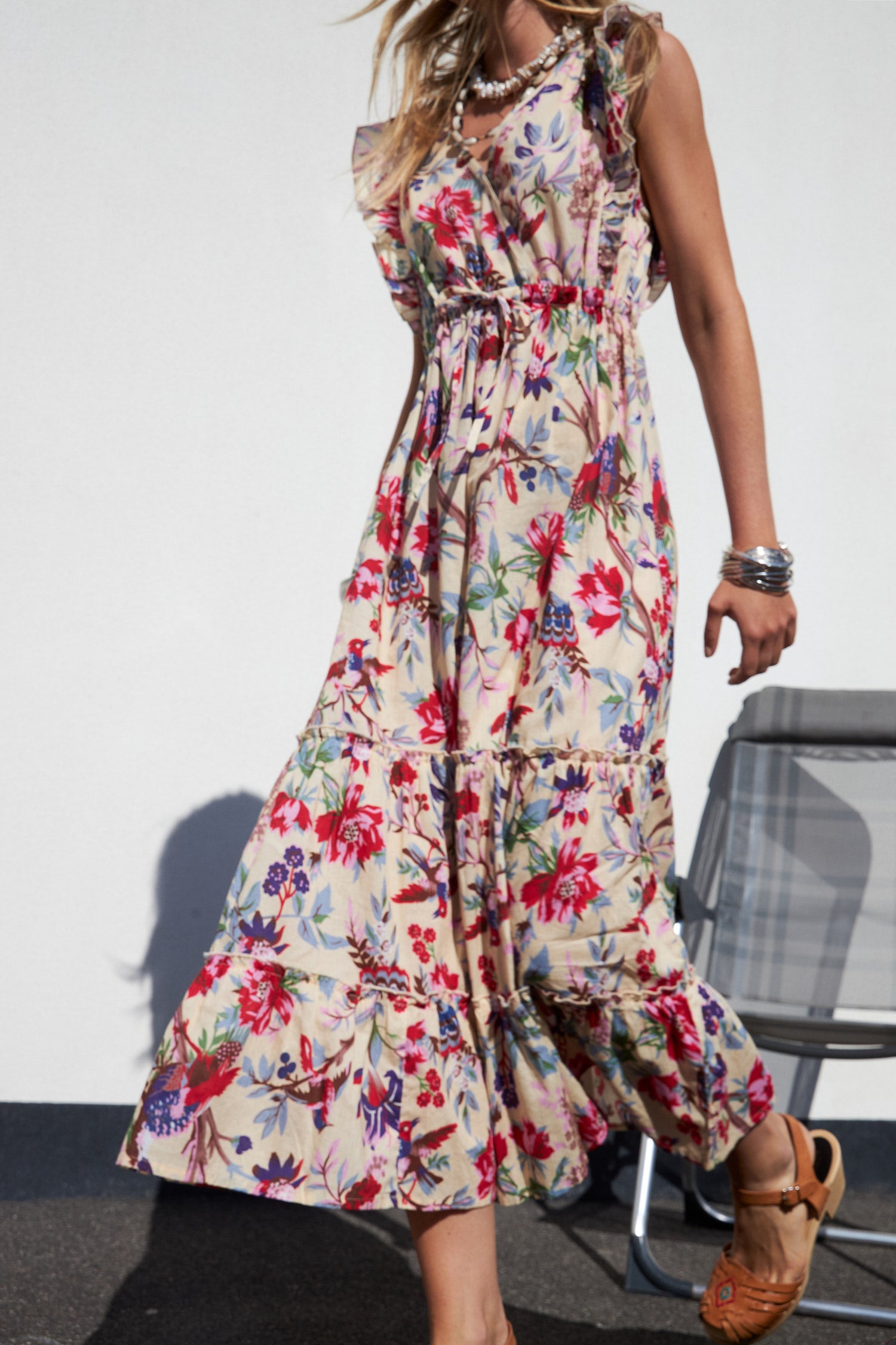 SamoLL Midi Kjole - Flower Print