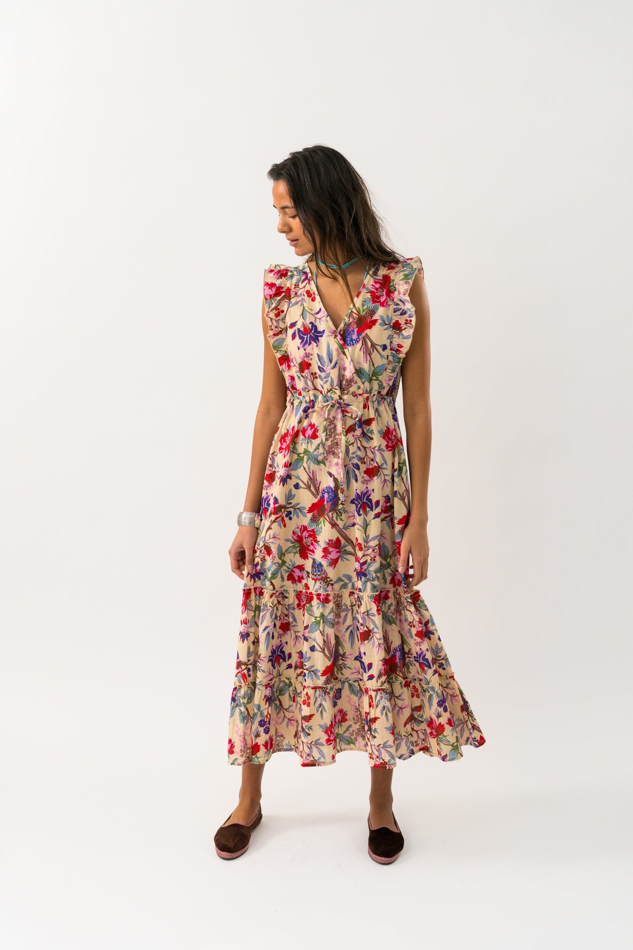 SamoLL Midi Kjole - Flower Print