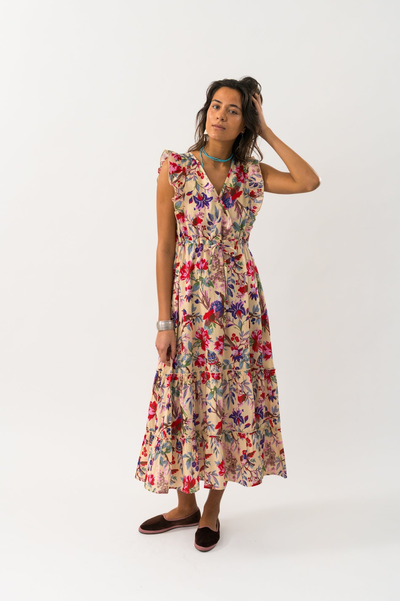SamoLL Midi Kjole - Flower Print