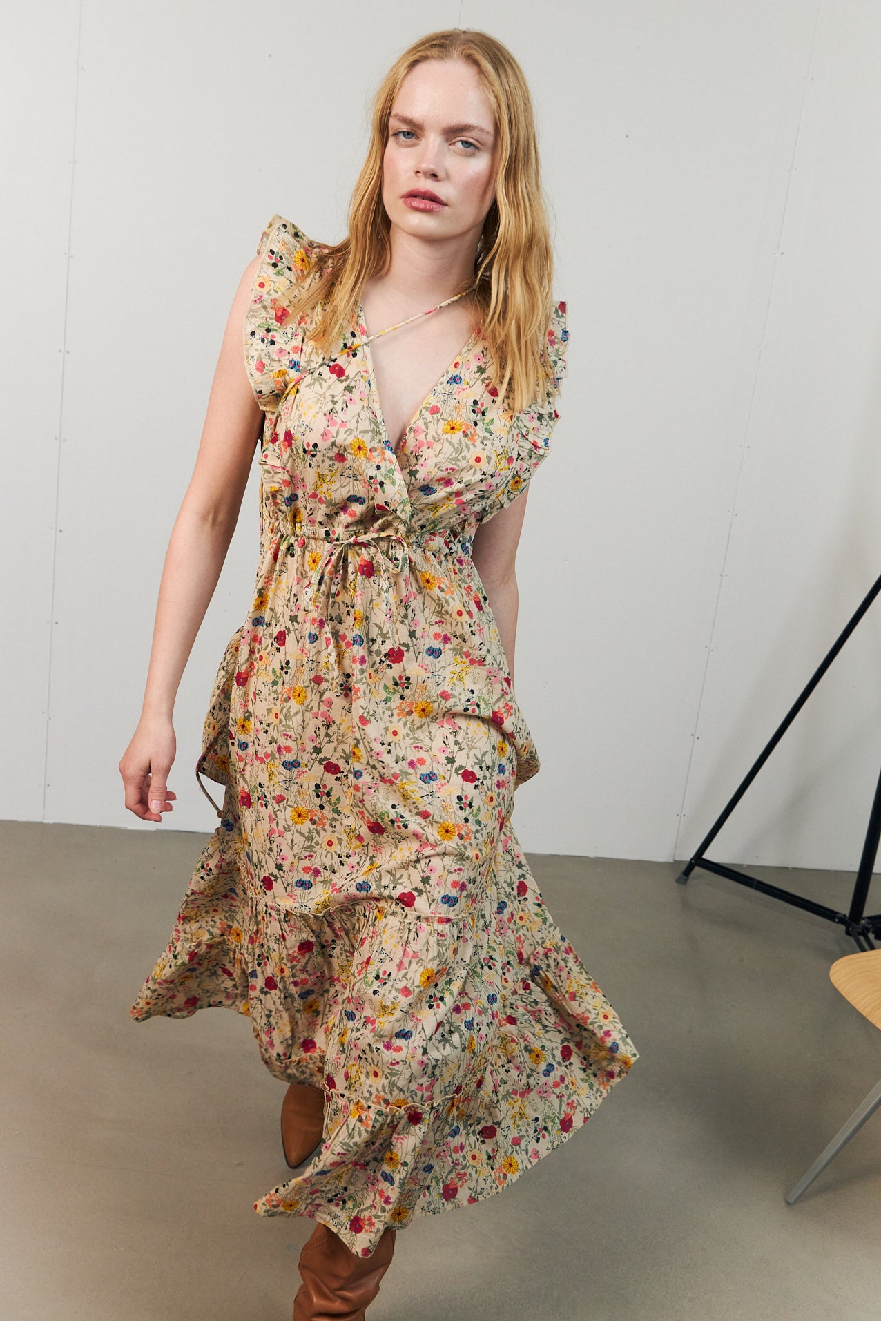 SamoLL Midi Kjole - Blomsterprint