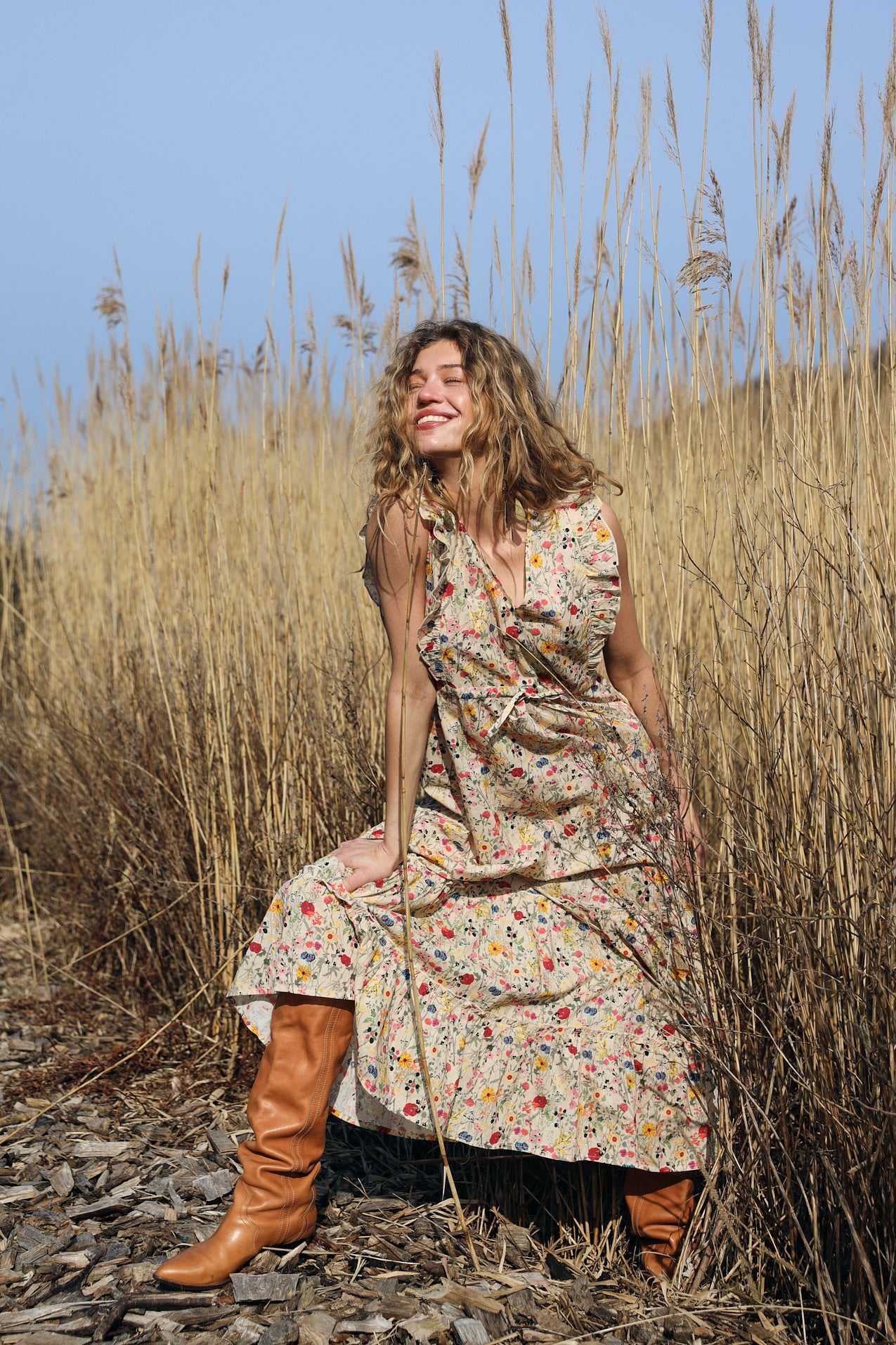 SamoLL Midi Kjole - Blomsterprint